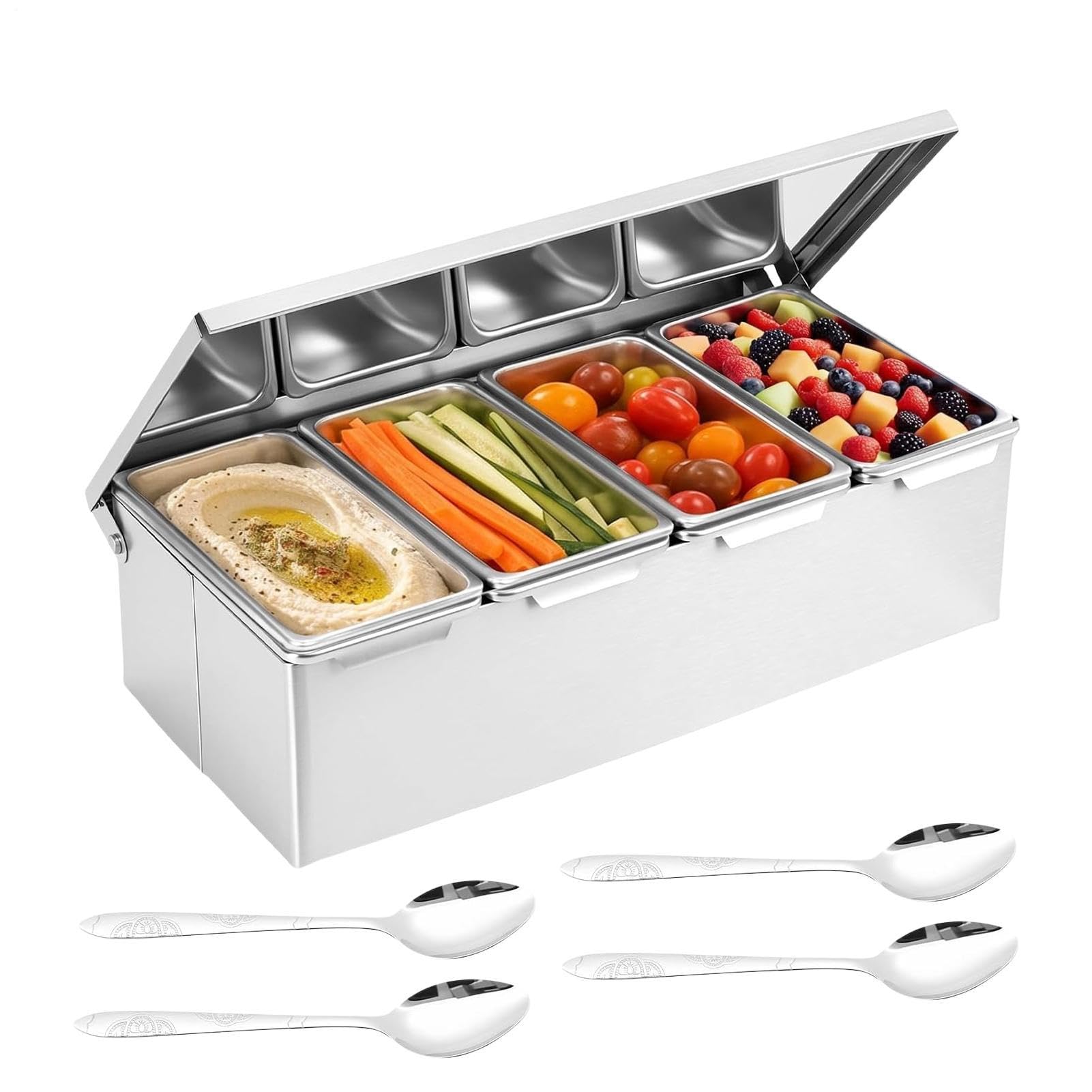 Organizador de especias de metal de alta calidad con cuchara para cocina