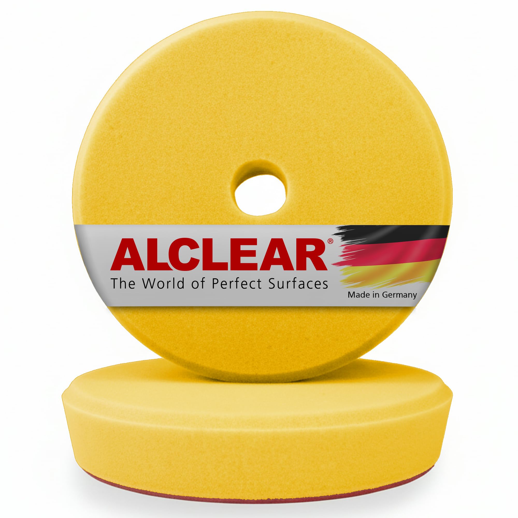 ALCLEAR 5095M Set of 2 Polishing Pads, Medium for Rupes Machines, Diameter 95/80 x 25 mm, Yellow