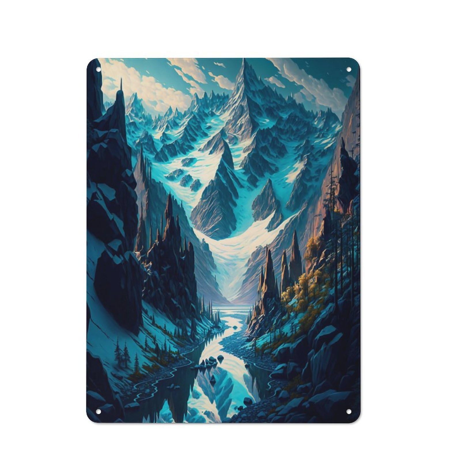 Junmoney Winter Wonderland Tin Wall Plaque 40X30cm With For Dining Room Or Kitchen, A Metal Wall Feature For Kitchens And Dining Spaces