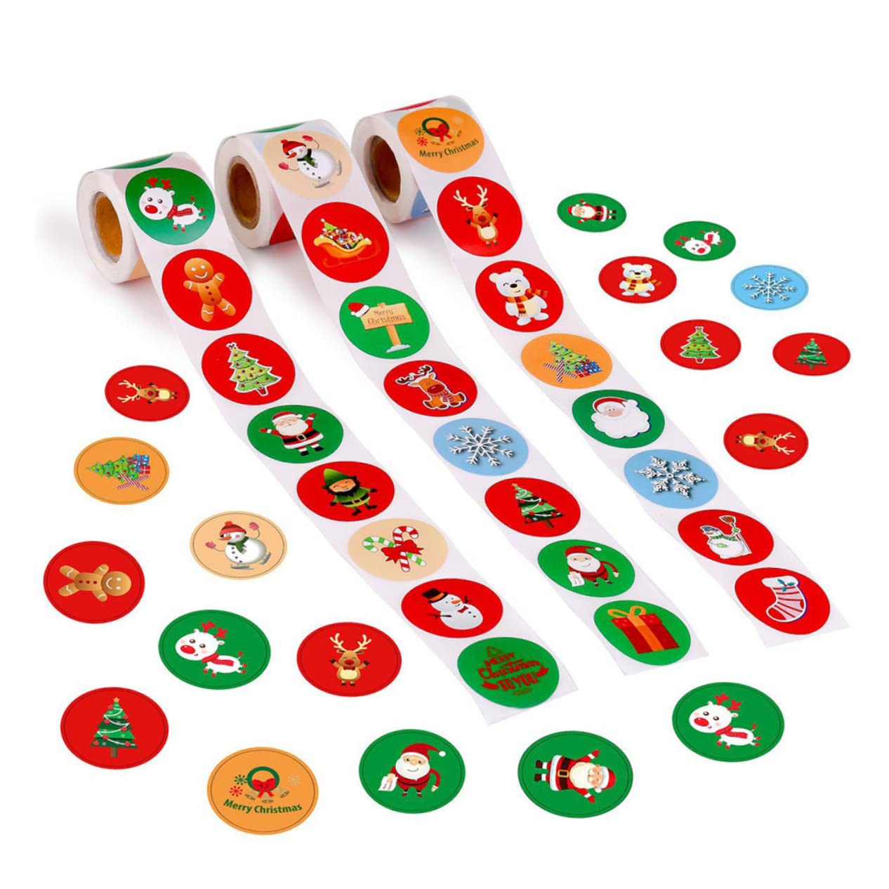 VILLCASE 3 Set Di Adesivi Rotondi Natalizi Autoadesivi Adesivi Sigillanti Festivi Fatti A Mano Decalcomanie in Rotolo Per Bomboniere Di Sacchetti Di Caramelle 6 * 3