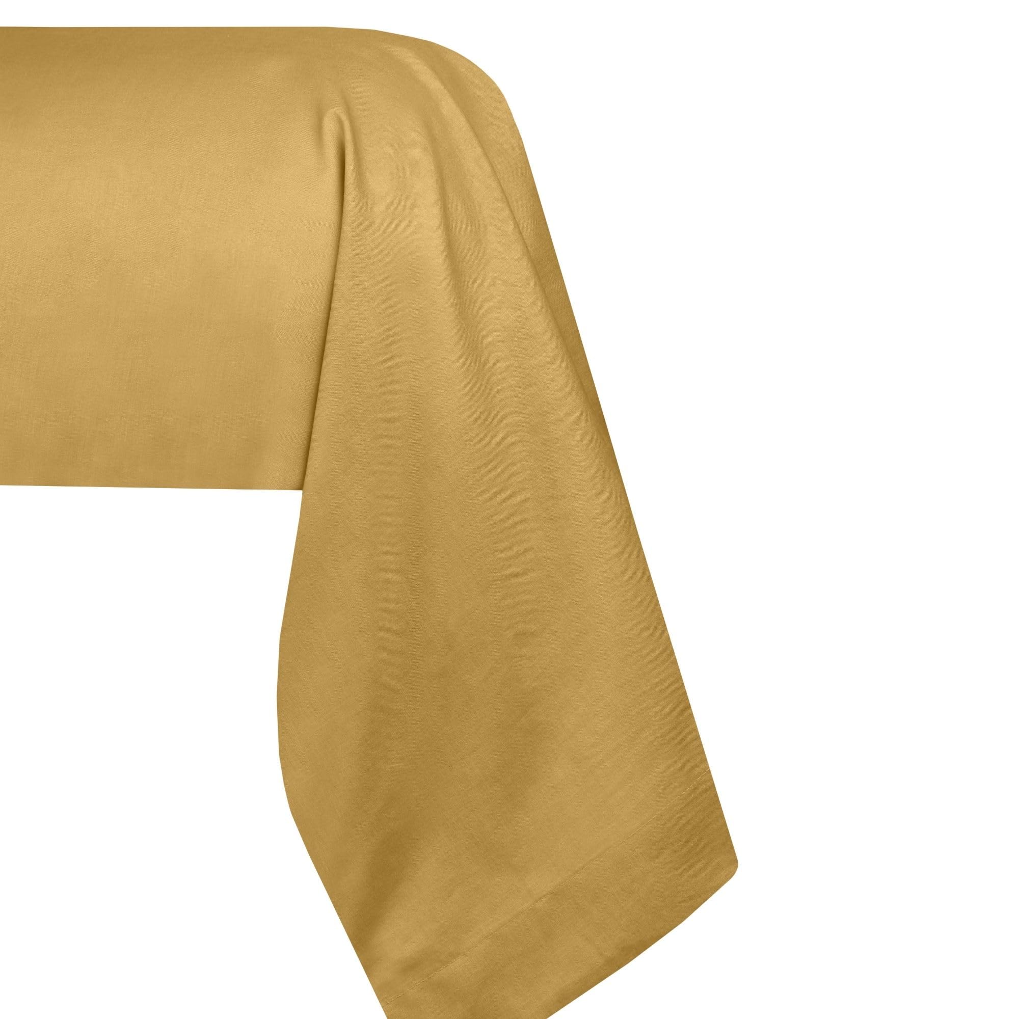 STOF - Bolster pillowcase - Size 45 x 185 cm - Quality cotton percale - 100% Oeko-Tex certified cotton - Mustard colour - Elysee model - Bed linen for the home