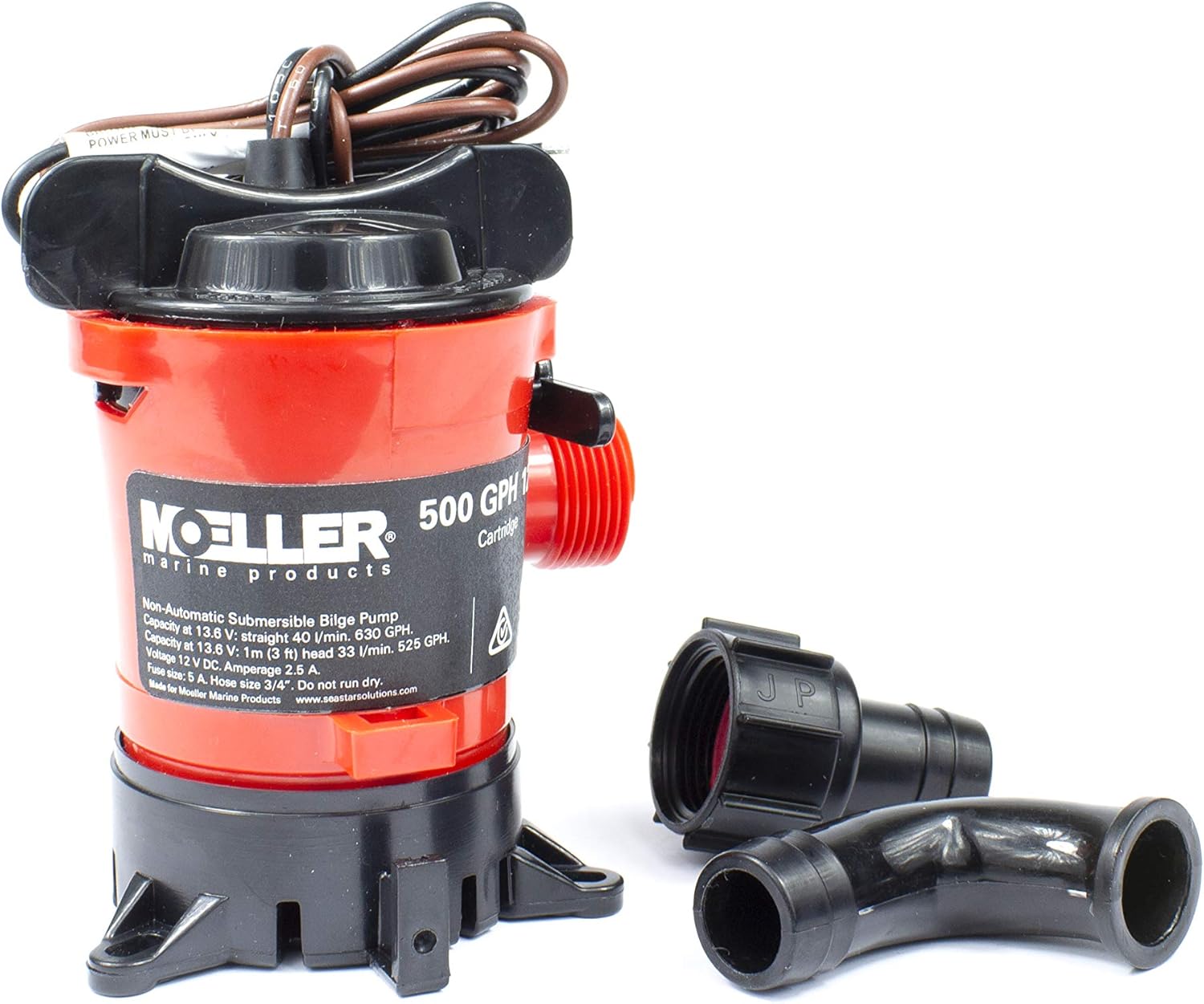 Moeller Marine 05301510, CartridgeSubmersible Bilge Pump, 500 GPH 12V