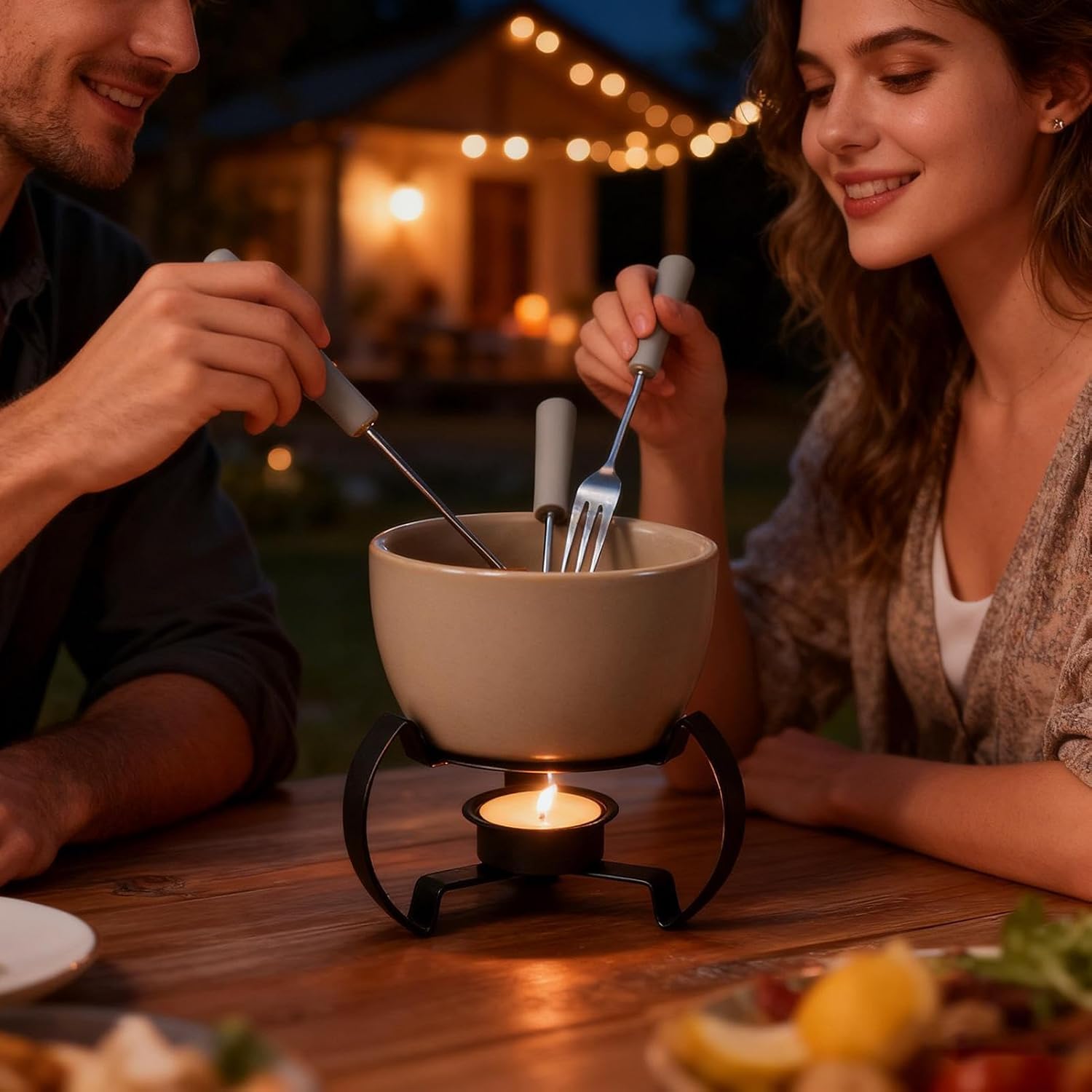 Chocolate Fondue Cup, Break-Resistant Design, Ceramic Material, Mini Melting Mug, Dessert Fondue Pot, Multi-Serving Capacity, with Forks, For Home Kitchen Parties Picnics