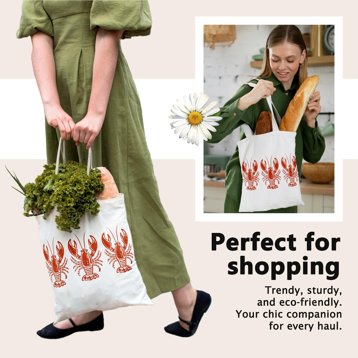 Summer Beach Canvas Tote Bag Aesthetic for Women, Reusable Coastal Sea Turtle Grocery Bags Shopping Bags - Image 6