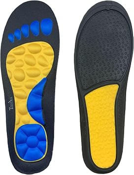 TIESTRA Massaging & Cushion Gel Work Insoles - All-Day Comfort for Standing & Walking, Arch Support Shock Absorbing Inserts Relieve Sore Feet & Tired Legs, Trim to Fit Women 8-9, EU 39-40