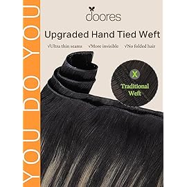 DOORES Hair Wefts Human Hair Sew in, 14 Inch Balayage Natural Black to Light Blonde 40g, Sew in Hair Extensions Real Human Hair