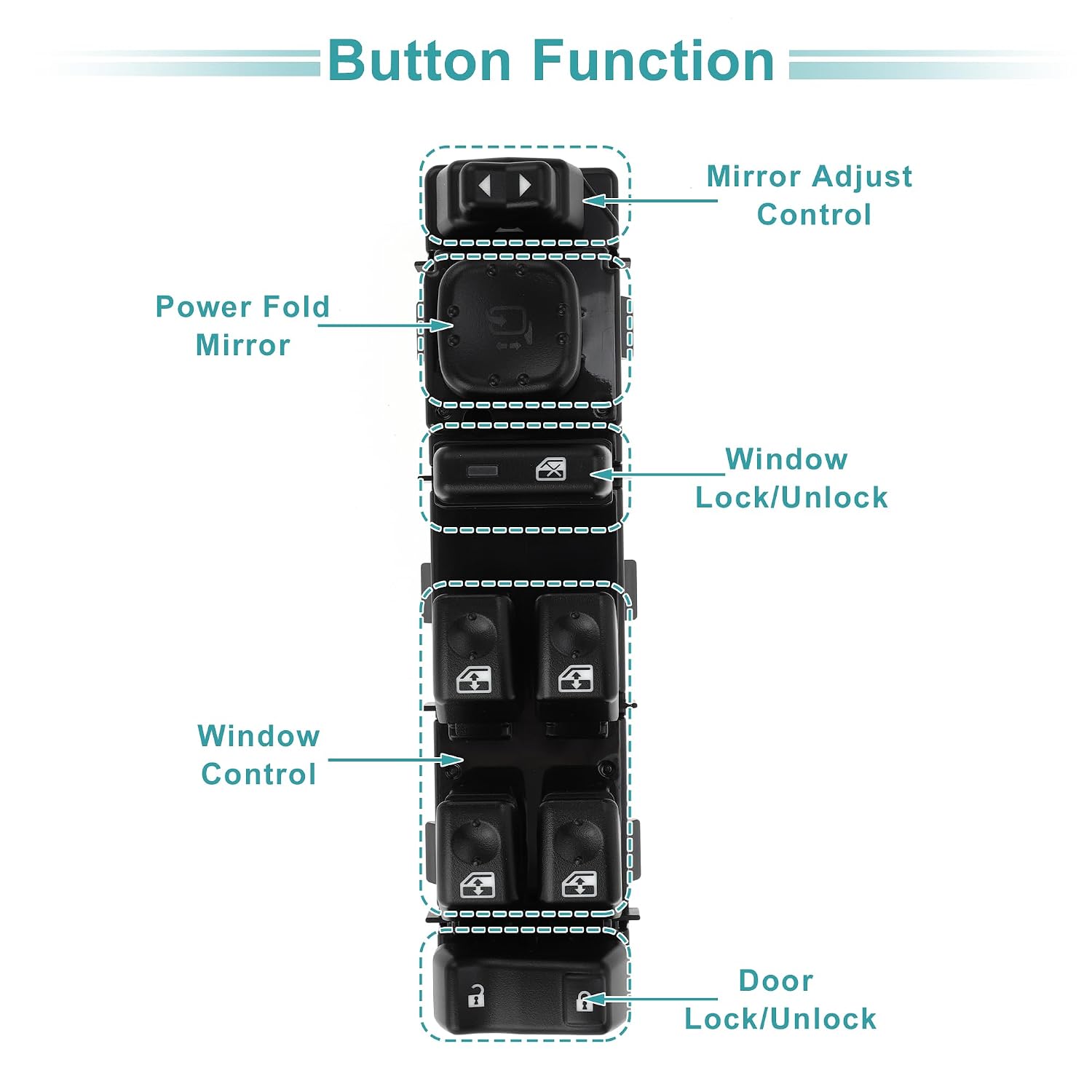 ACROPIX Power Window Switch No.15883321 Front Left Driver Side Window Control Switch for Chevrolet Suburban 1500 2500 for Cadillac Escalade 2003-2006