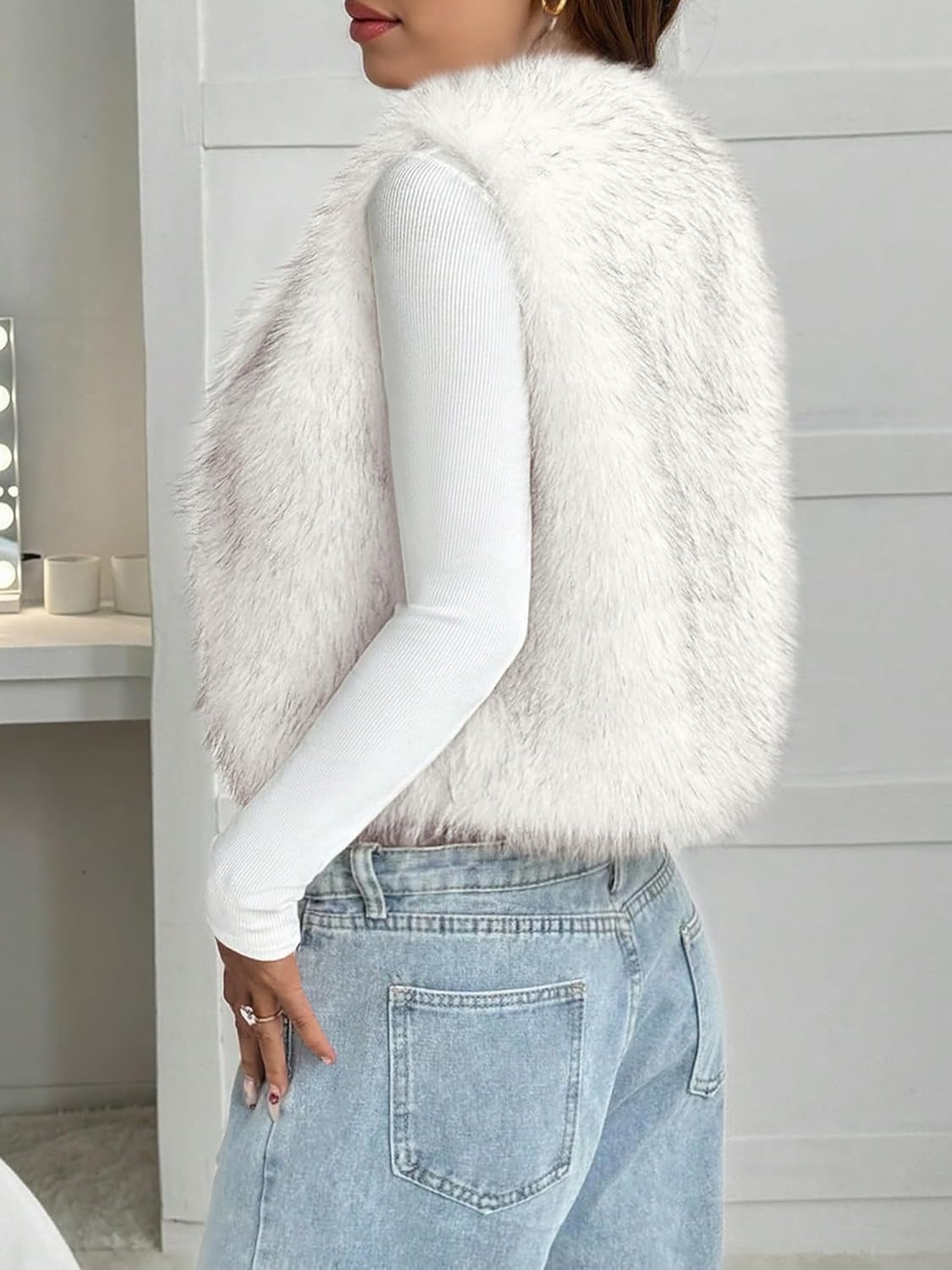 BTFBM Faux Fur Vest Women Fall Fashion 2026 Sleeveless Fuzzy Jacket Fluffy Coats Winter Clothing Furry Outerwear Vests - Image 3