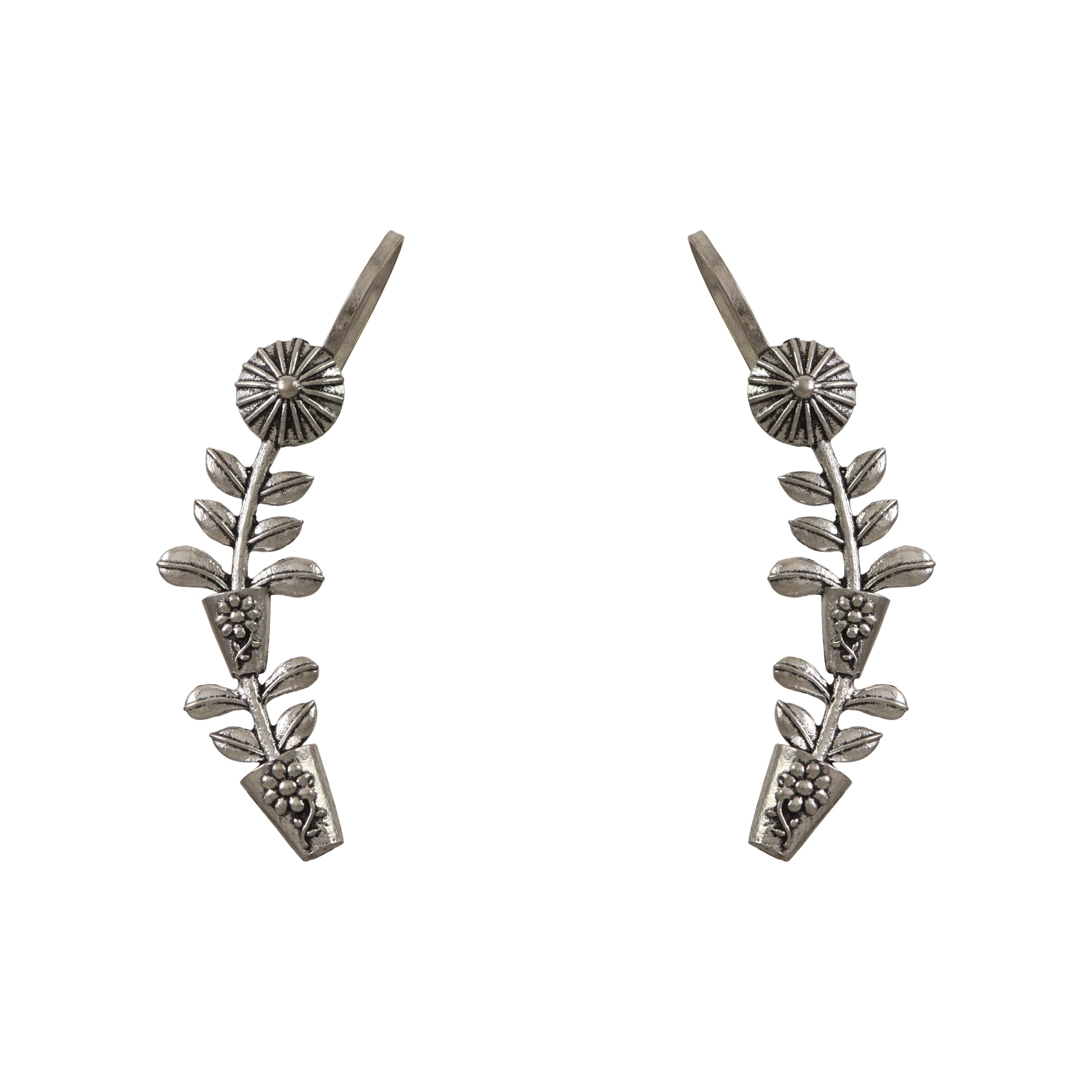 Khannak Jewellery Oxidised Boho Style, Antique style Oxidised earcuff for Women and Girls| Boho Style Statement Ear cuff Earrings for Women for Wedding,Festivals,Parties,Celebrations and Occassions