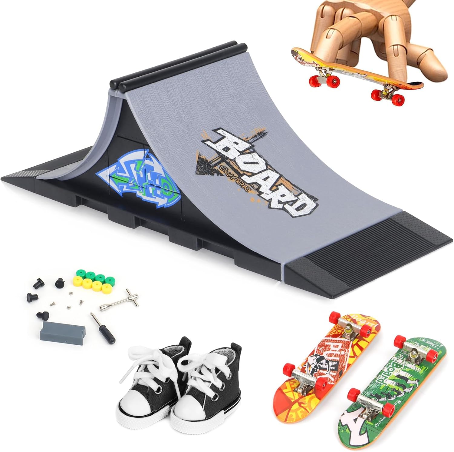 CS COSDDI Finger Skateboards Ramp Set,Mini Fingerboard Rail