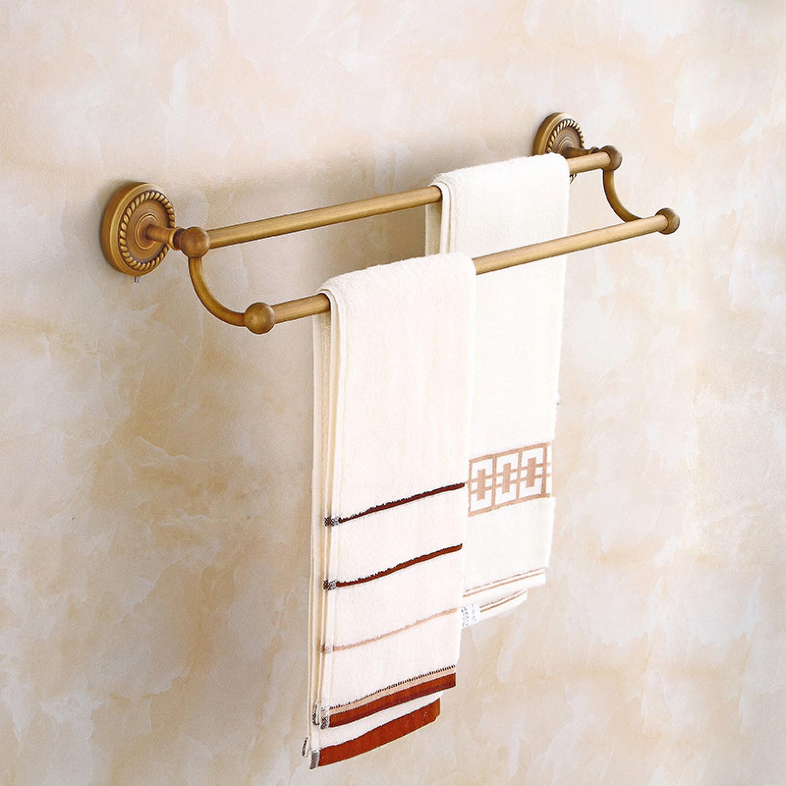 All-Copper European-Style Antique Bathroom Storage Pendant, Double Rod