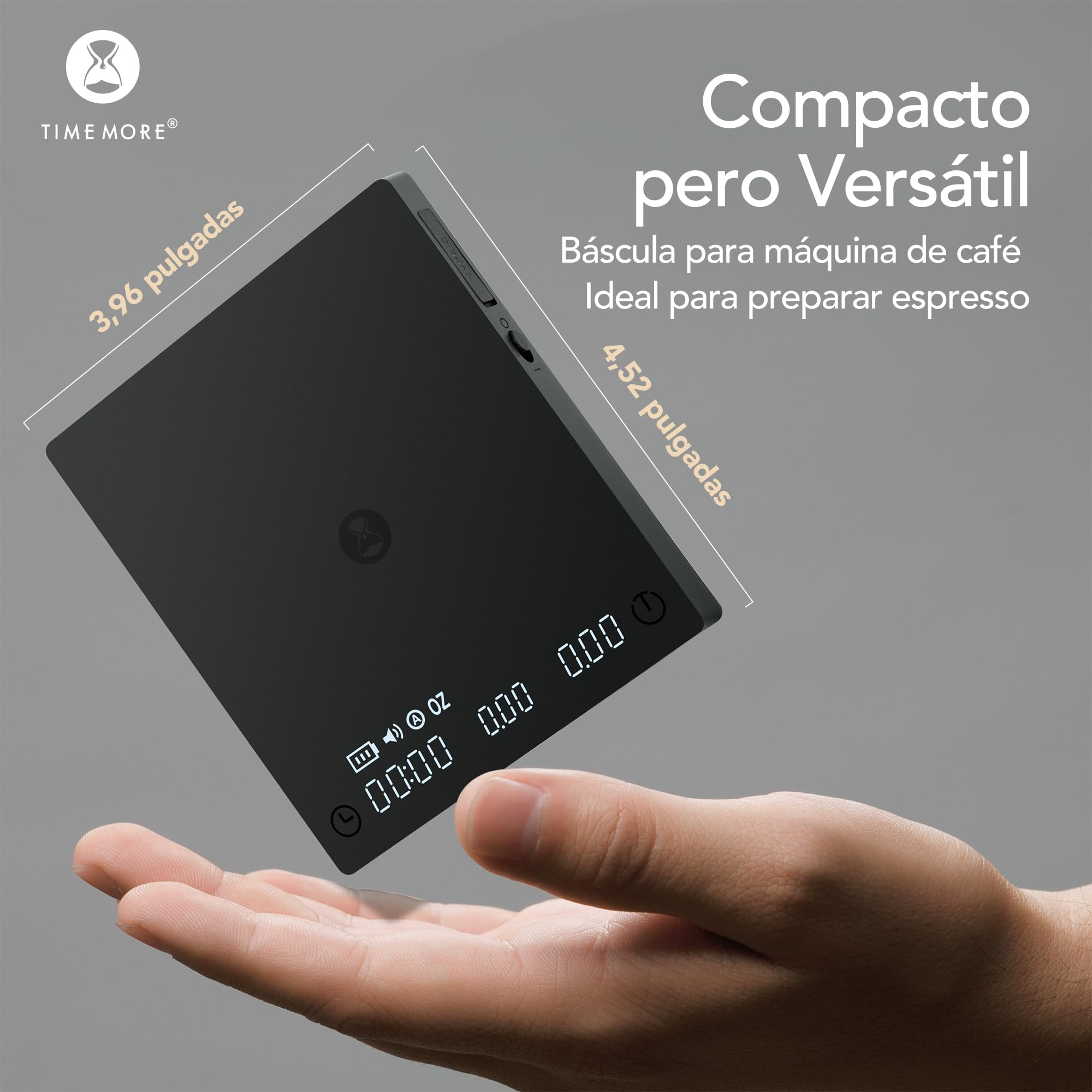 TIMEMORE Black Mirror Mini, balanza digital para café con temporizador, 2 kg/0,1 g, función de flujo, compacta y portátil, almohadilla protectora de silicona, balanza para espresso, negra
