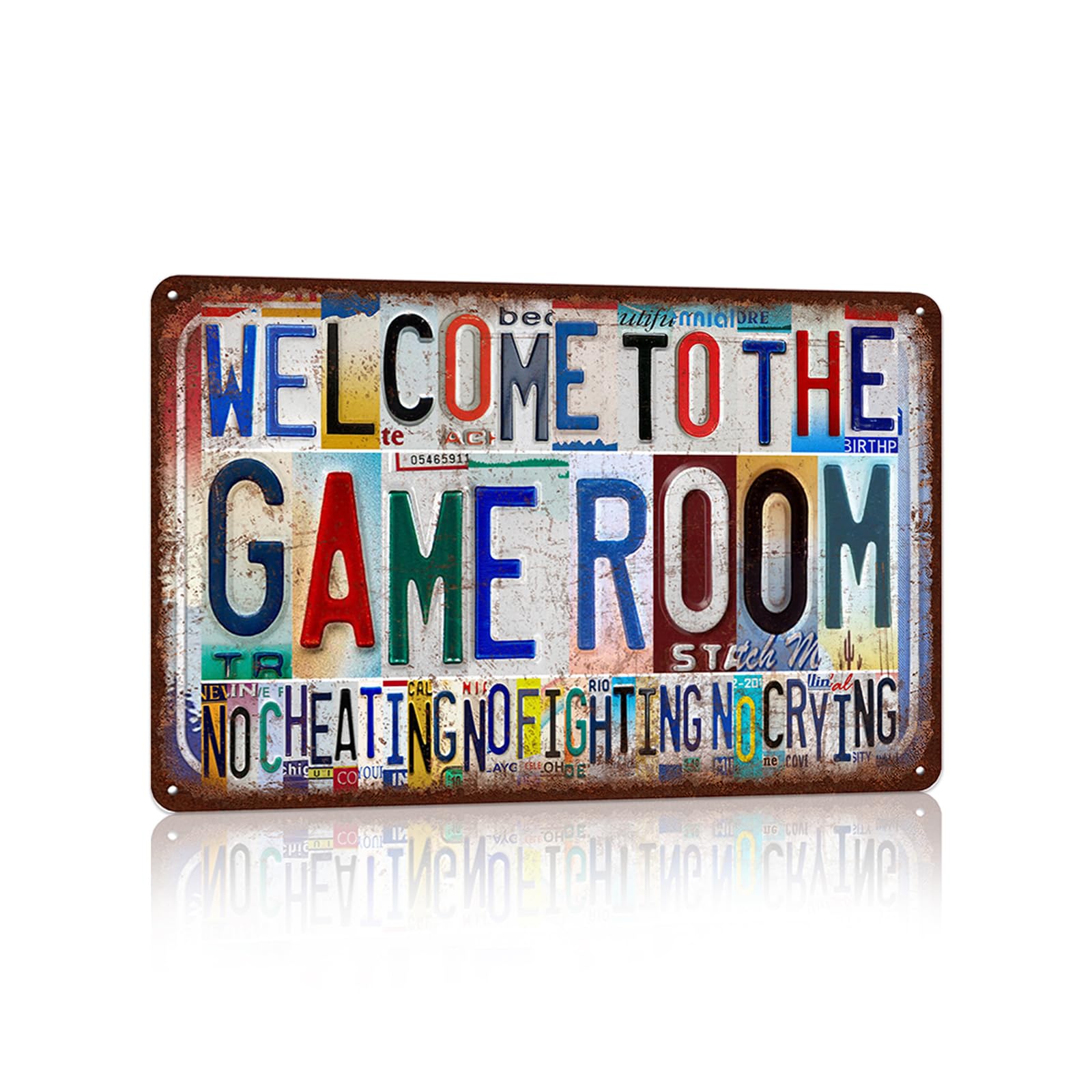 JBYMsign Vintage Game Room Wall Decor Metal Sign Tin Signs Poster - Welcome To The Game Room No Cheating No Fighting No Crying