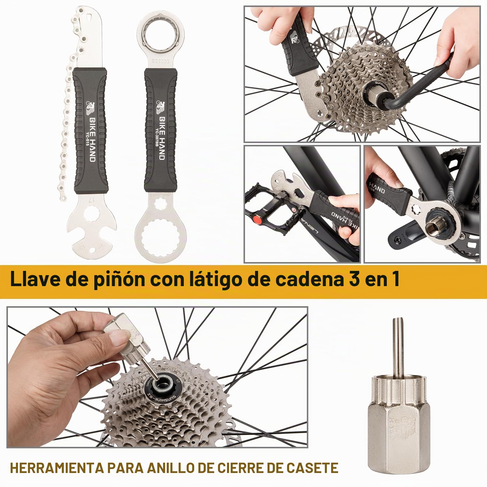 BIKE HAND Caja de herramientas para bicicleta, juego completo de herramientas de bicicleta, kit de reparación profesional de 22 piezas con funda de transporte, reparación negra