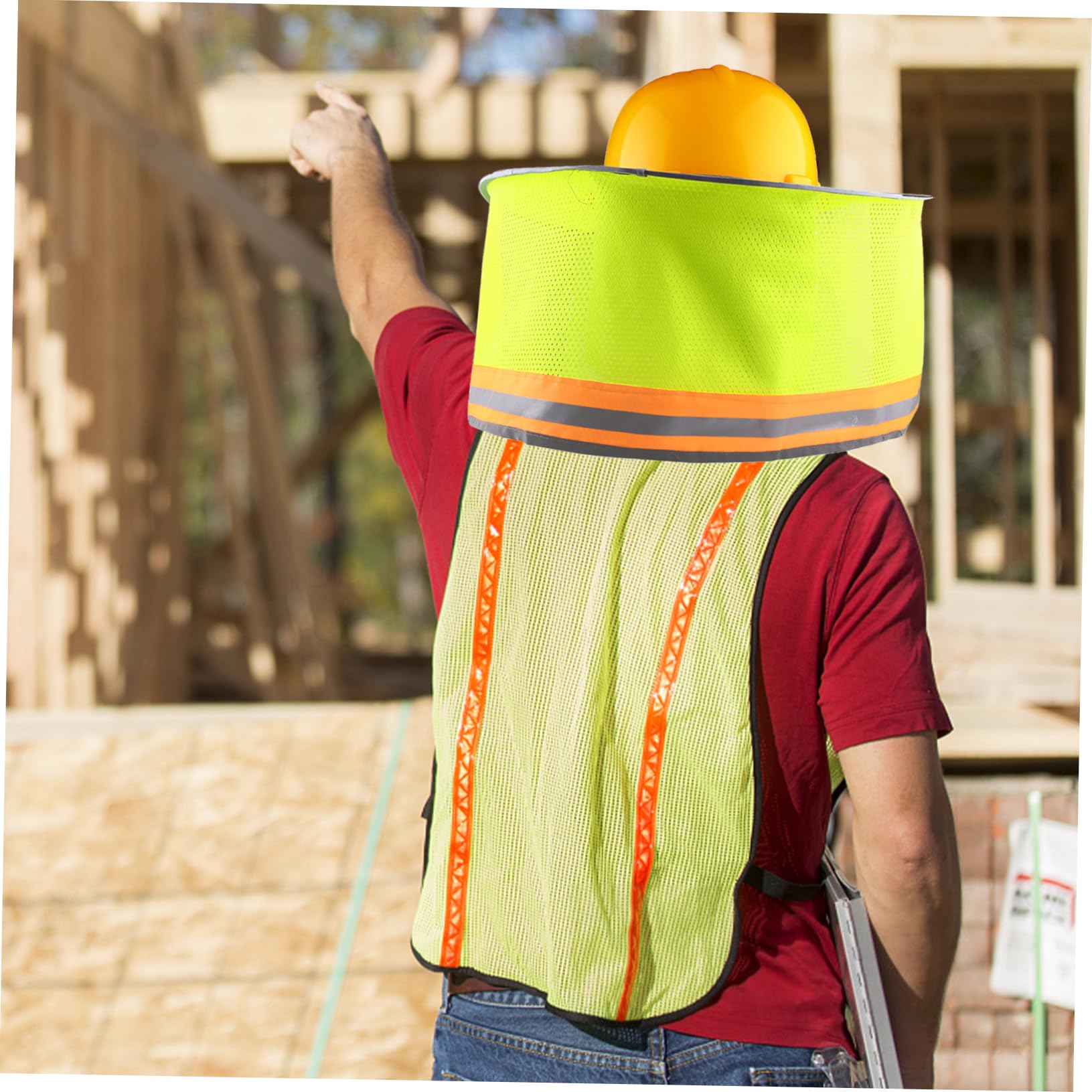 2 piezas de protección solar reflectante para casco protector de ala completa protección de cuello transpirable de alta visibilidad naranja neón para obras y actividades al aire libre
