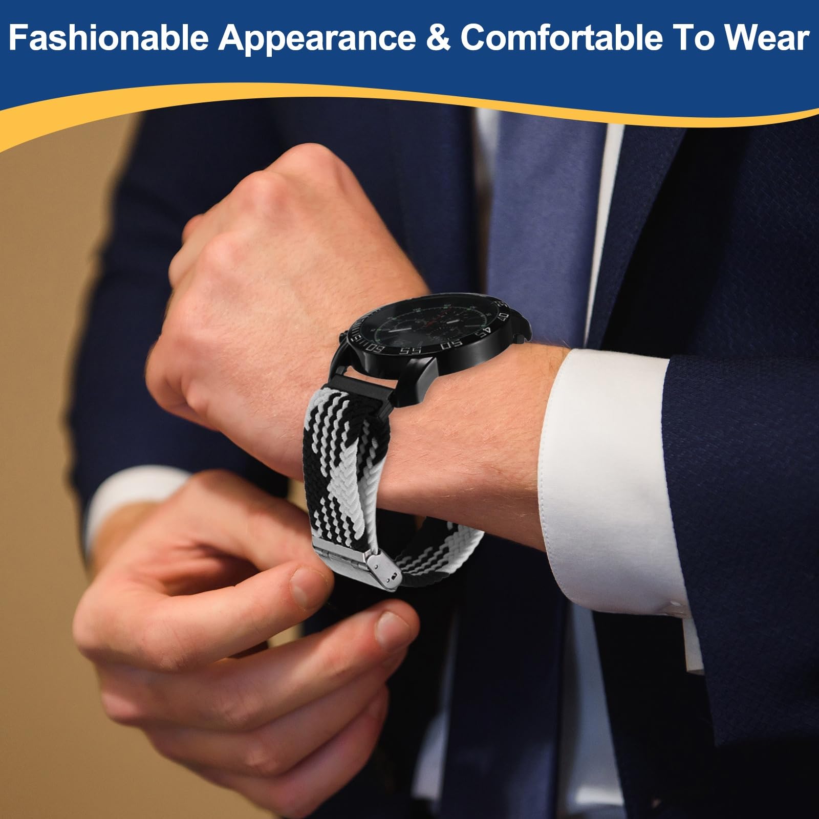QUARKZMAN Correa de Reloj Nylon Trenzada, Banda Universal Liberación Rápida Cierre con Acero Inoxidable Hebilla Pulsera Repuesto Casual Accesorio Suave para Mujer Hombre