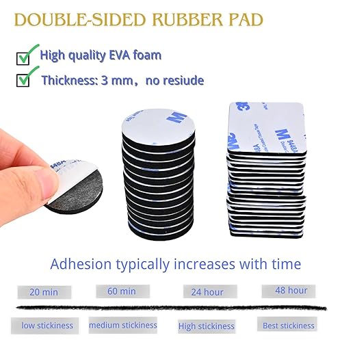 Miniatura 2 de Double Sided Foam Tape,Heavy Duty Mounting Tape,56Pcs 3mm thickness Self-Adhesive Tape,Super-Sticky Black Strong Pads Include Square