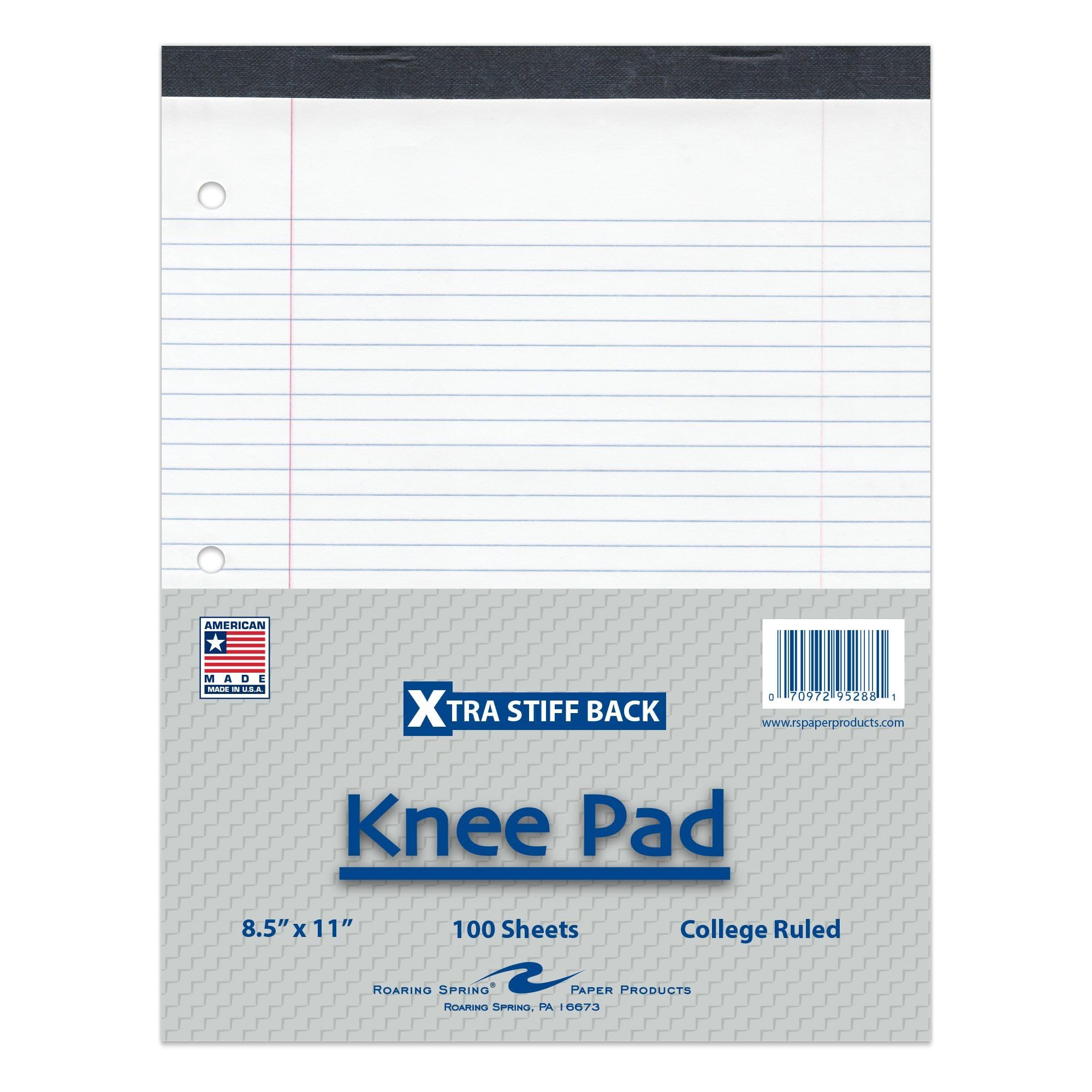 Roaring Spring Knee Pad College Ruled Extra Stiff Back Legal Writing Pad 3 Hole Punched 8 5 x