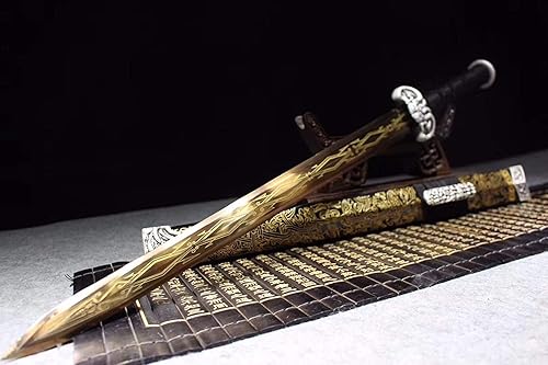 Espada china, Han jian, arte hecho a mano (hoja de grabado de acero de alto carbono, vaina de madera maciza) regalos de estilo chino