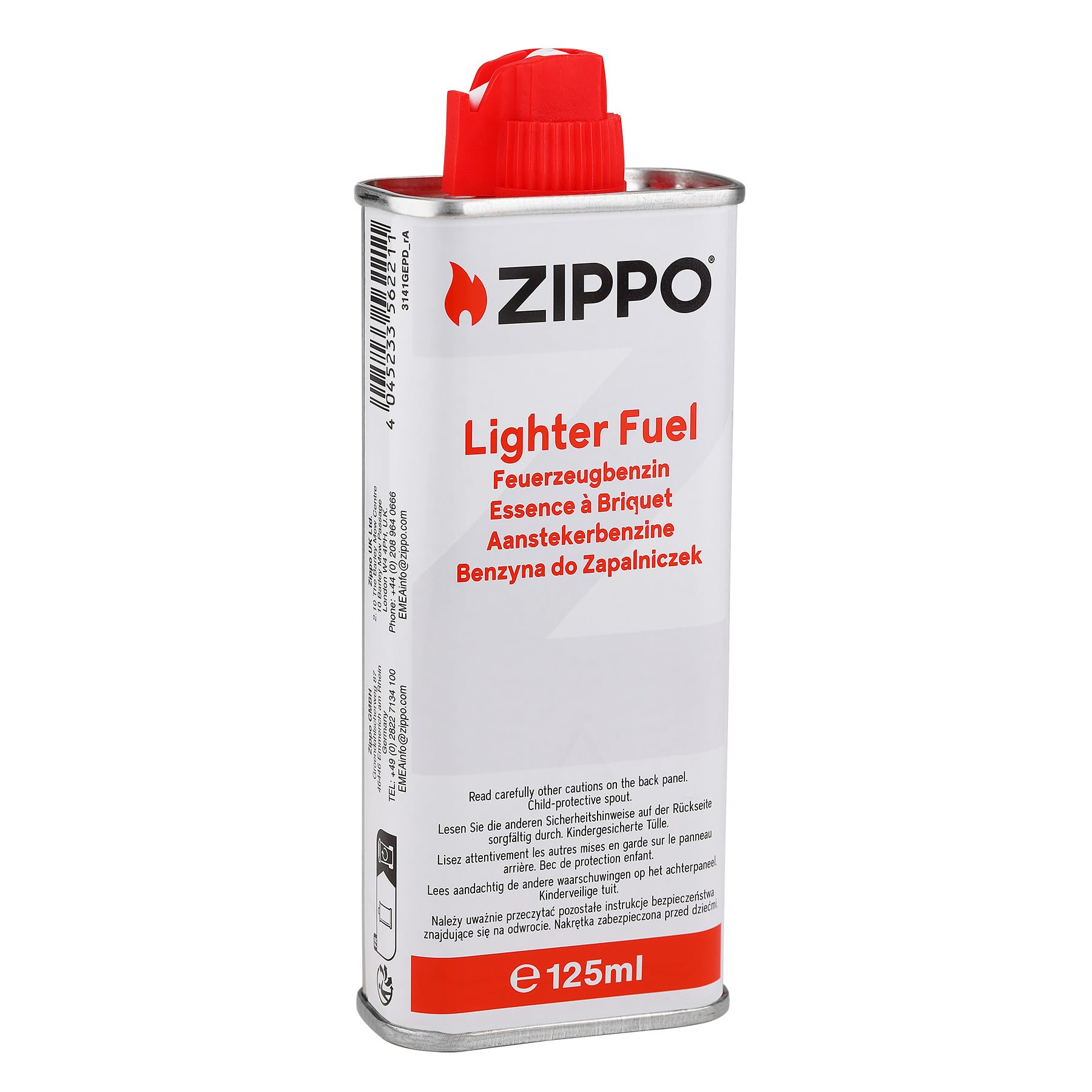 Zippo Lighter Fuel 125ml EU Petrol - White - Ideal for Windproof Lighters
