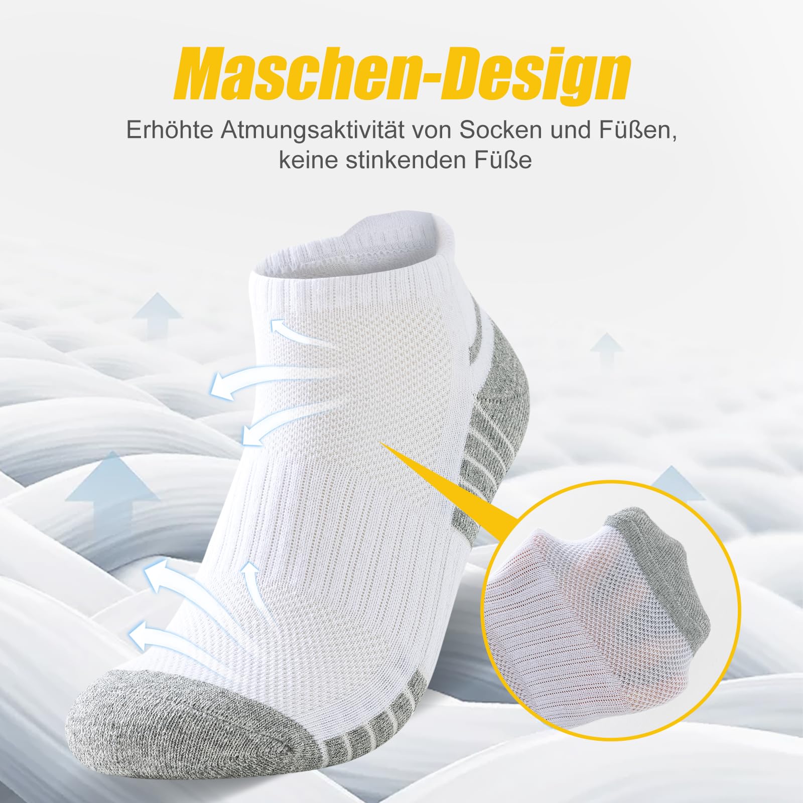 SockWaddles Calcetines Tobilleros Hombre, Calcetines Deporte Mujer 6 Pares Calcetines Tobillero Algodon Respirable Atléticos Acolchado Antideslizante Calcetine Cortos para Correr Ciclismo Negro Blanco