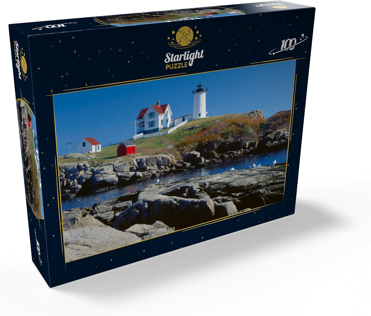 MyPuzzle Nubble Lighthouse At Cape Neddick, York Beach, Maine, USA - Premium 100 Piece Jigsaw Puzzle for Adults