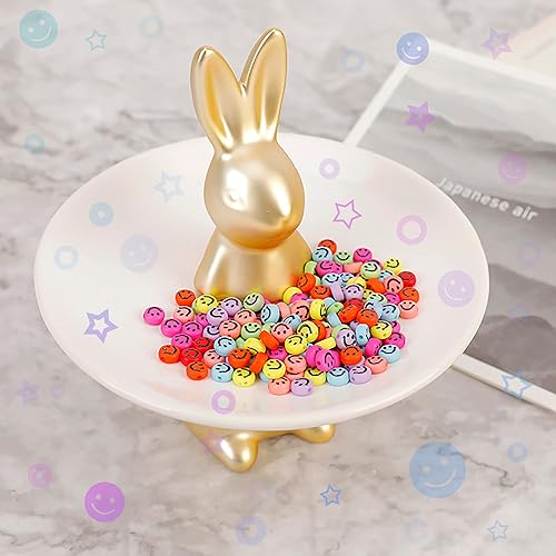 Miniatura 8 de 650 cuentas de cara sonriente, 0.27 x 0.157 pulgadas, paquete grande | Cuentas coloridas mezcladas, cuentas de cara feliz para manualidades, joyas,