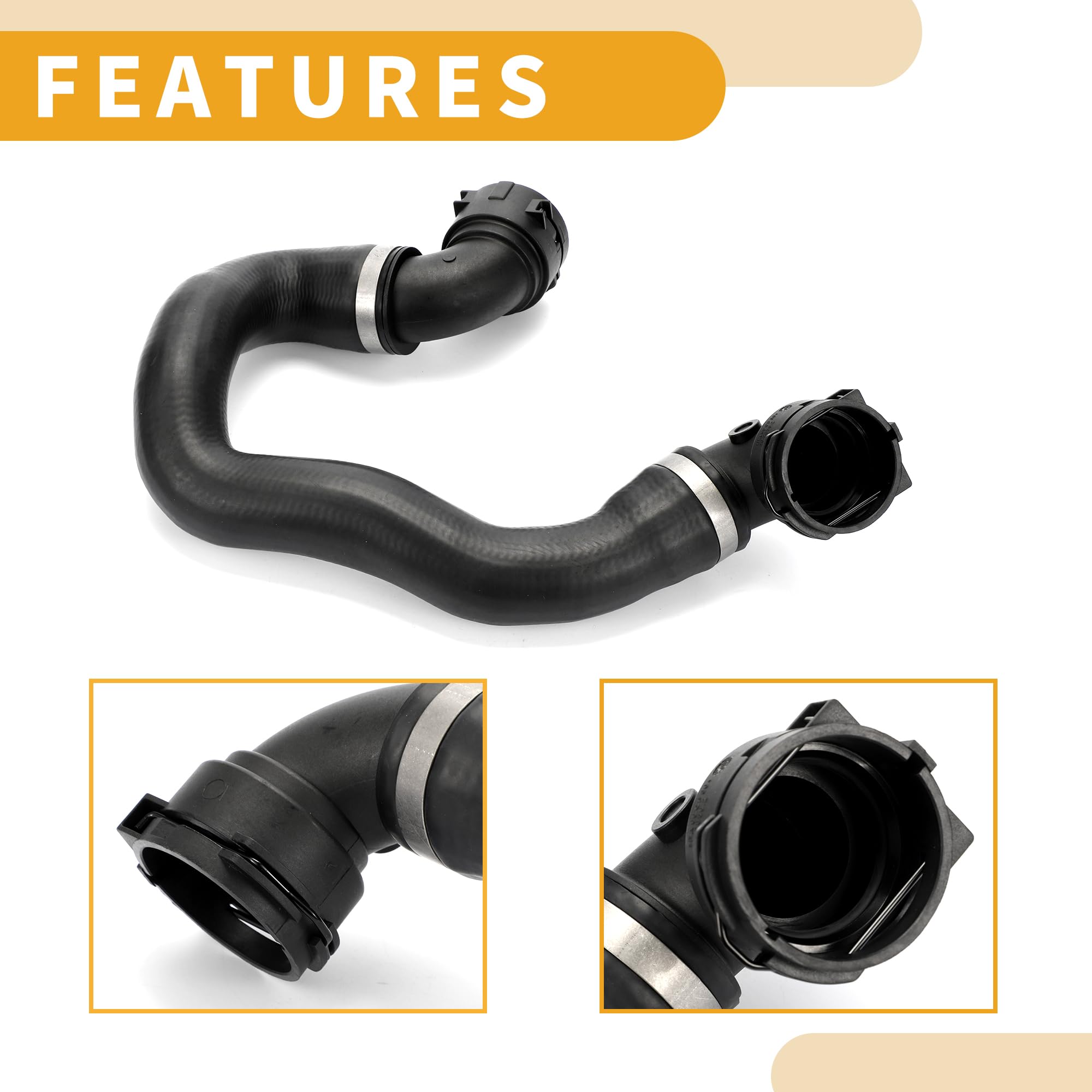 Tubo Flessibile Radiatore No.11537585023/17128570061/17127604542 Kit Tubo Flessibile Radiatore per Liquido Refrigerante Auto per BMW 335i 2007-2010 Gomma Nera 1 Set