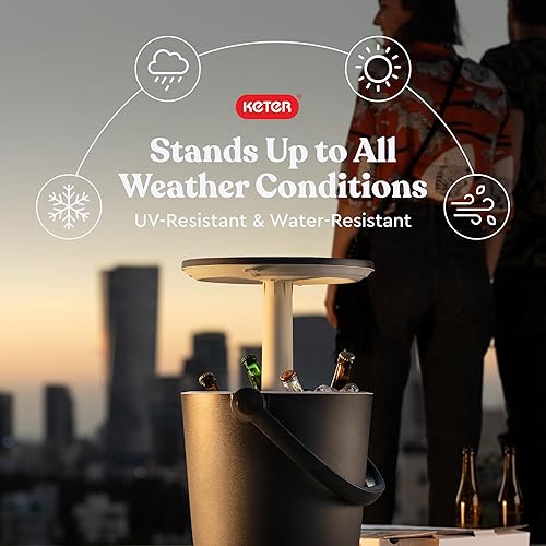 Miniatura 5 de Keter Go Bar - Enfriador portátil de cerveza y vino de 4.2 galones con asa y mesa desplegable para exteriores, perfecto para tu patio, picnic y