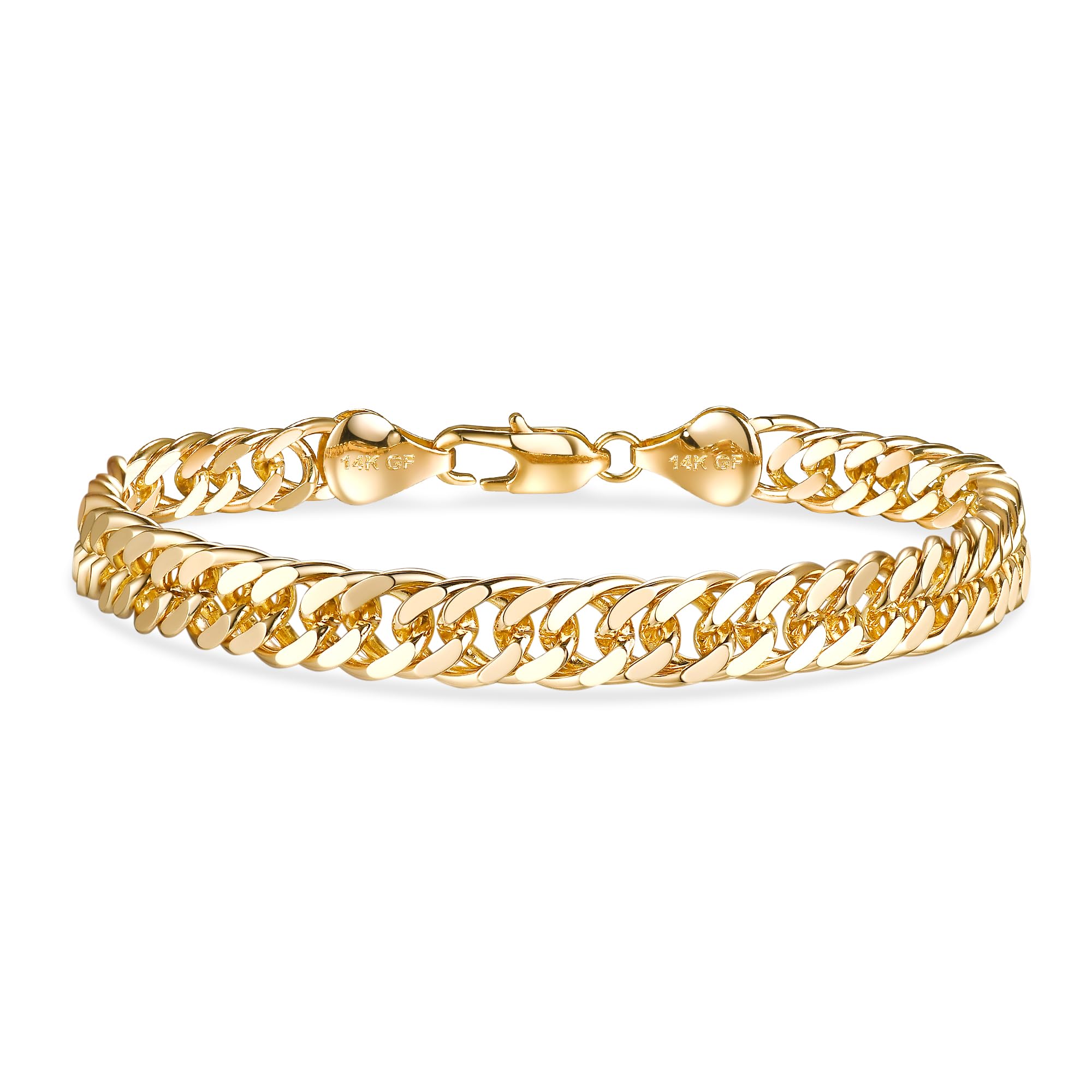HIKARITO 8mm Tight Cuban Link Bracelet for Men & Women, 14K Gold Miami Cuban Bracelet with Dense Compact Links, Diamond-Cut Curb Chain Bracelet Secure Buckle Non Tarnish Hypoallergenic Jewelry Gift Size( 7.5/8/8.5 Inch)