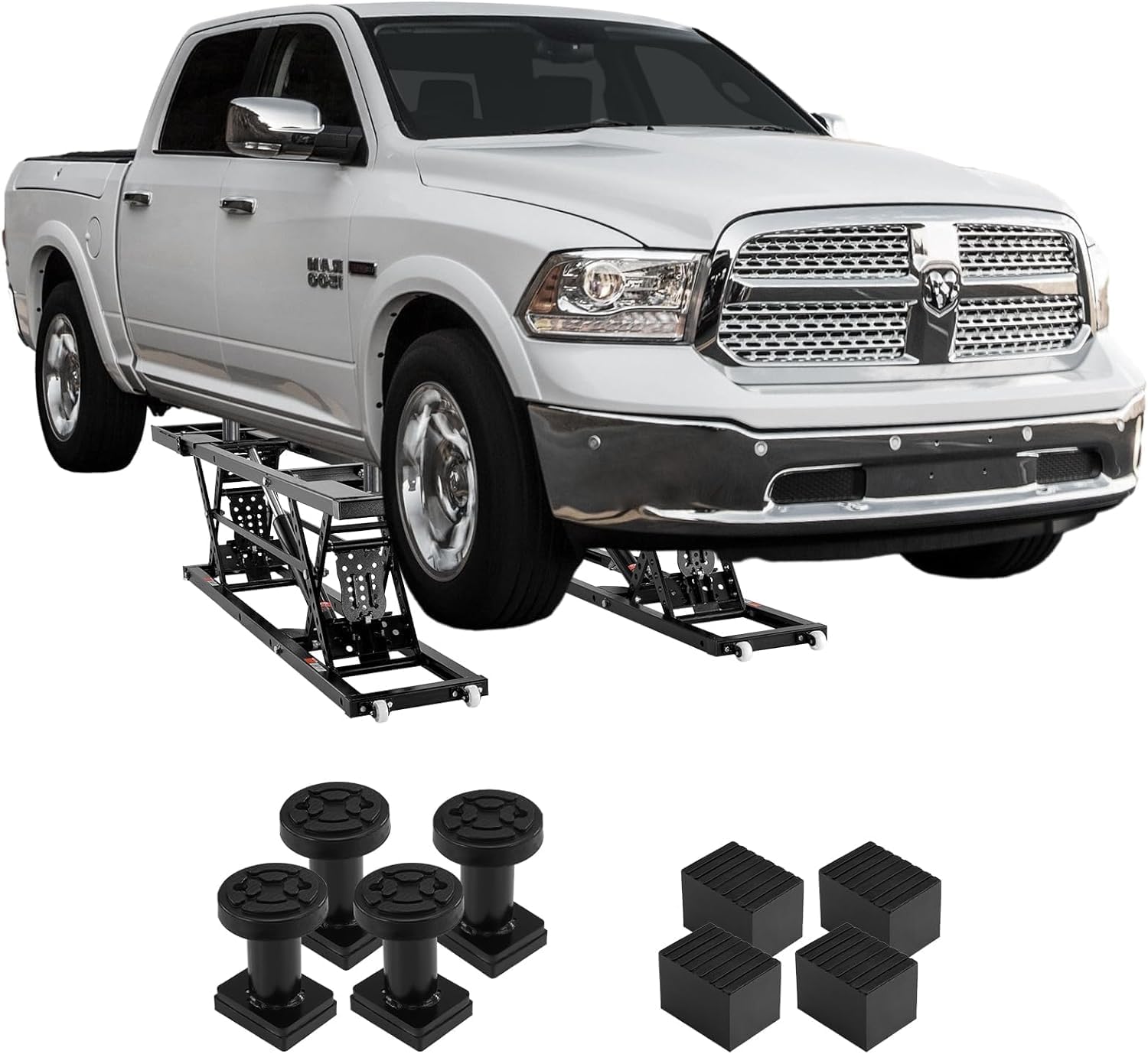 VEVOR Portable Car Lift - 7,000 LBS Capacity, 26.8" Max. Height, Heavy-Duty Carbon Steel Truck Lift with 120V Power Unit