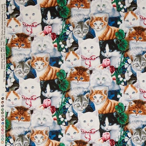 Miniatura 2 de David Textiles Tela de tela multicolor para gatitos de San Valentín por yarda