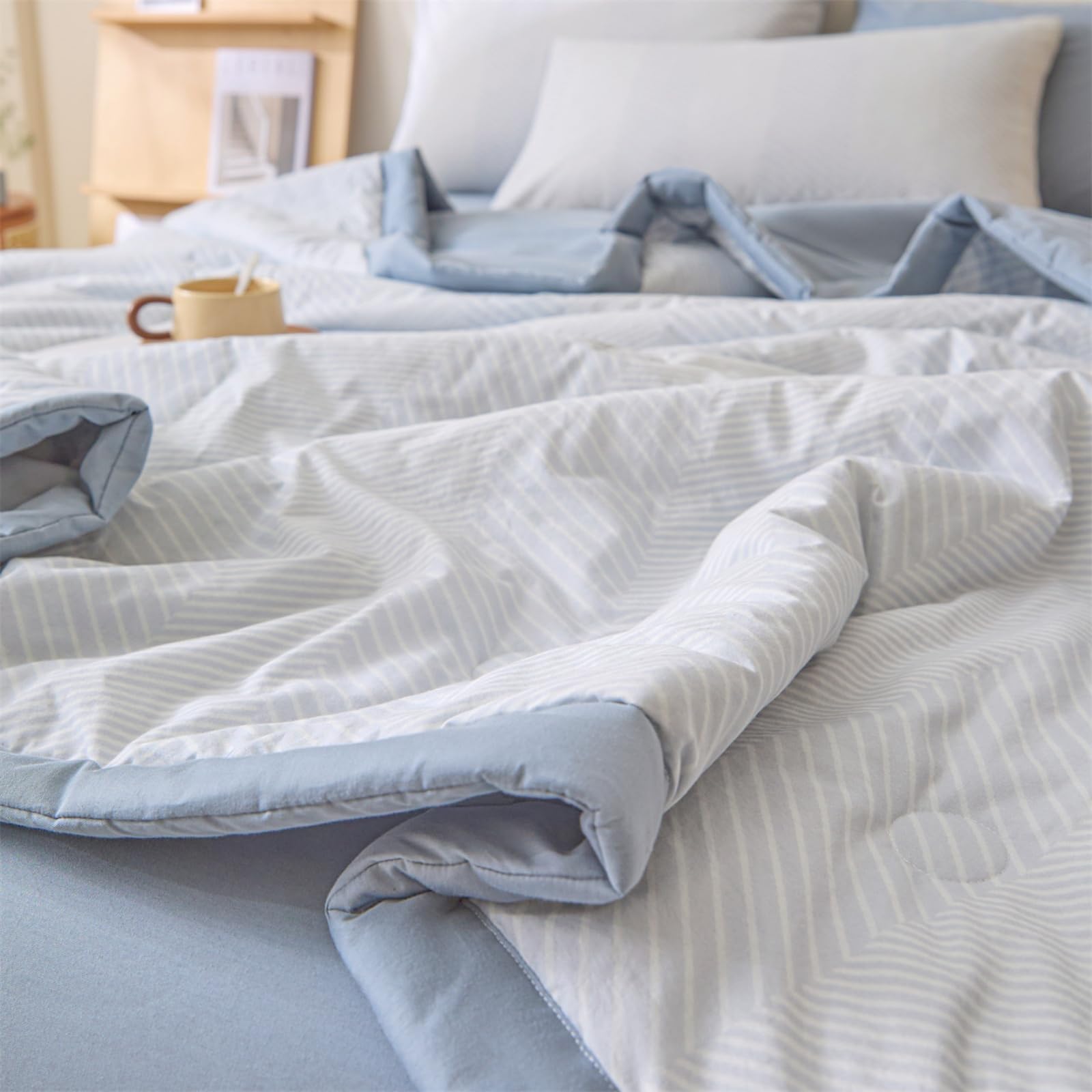 Odot Edredón Sin Funda 2.5 TOG Single A King (Cuadros 7,150x200cm) | Relleno Nórdico Verano Edredón Ligero y Transpirable Lavable a Máquina y Secado Rápido para las Noches Cálidas de Verano