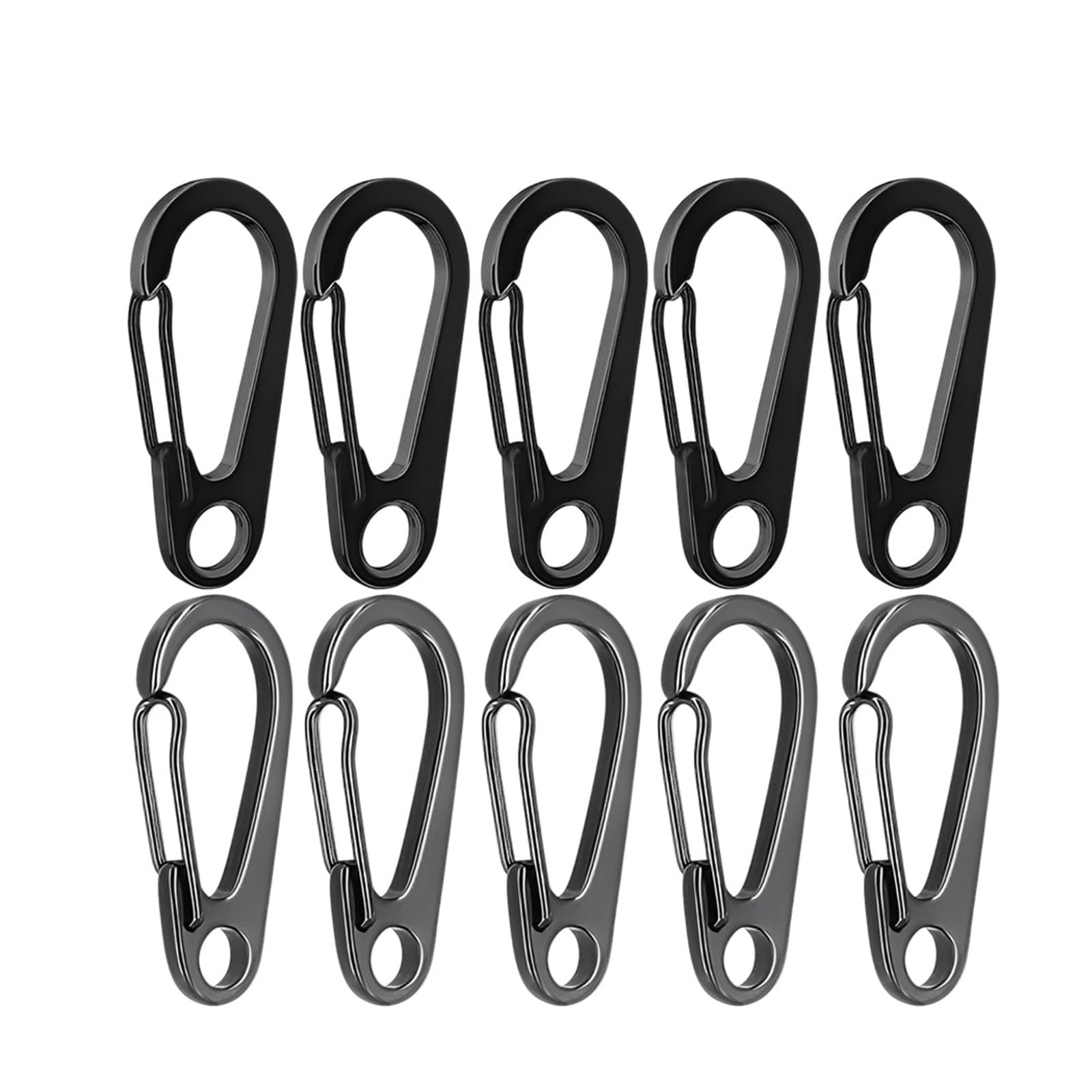 Spring Snap Hooks Connector, Multicolor Alloy Mini Snap Hook Keychain for Outdoor Use(Black Gray(10pcs))