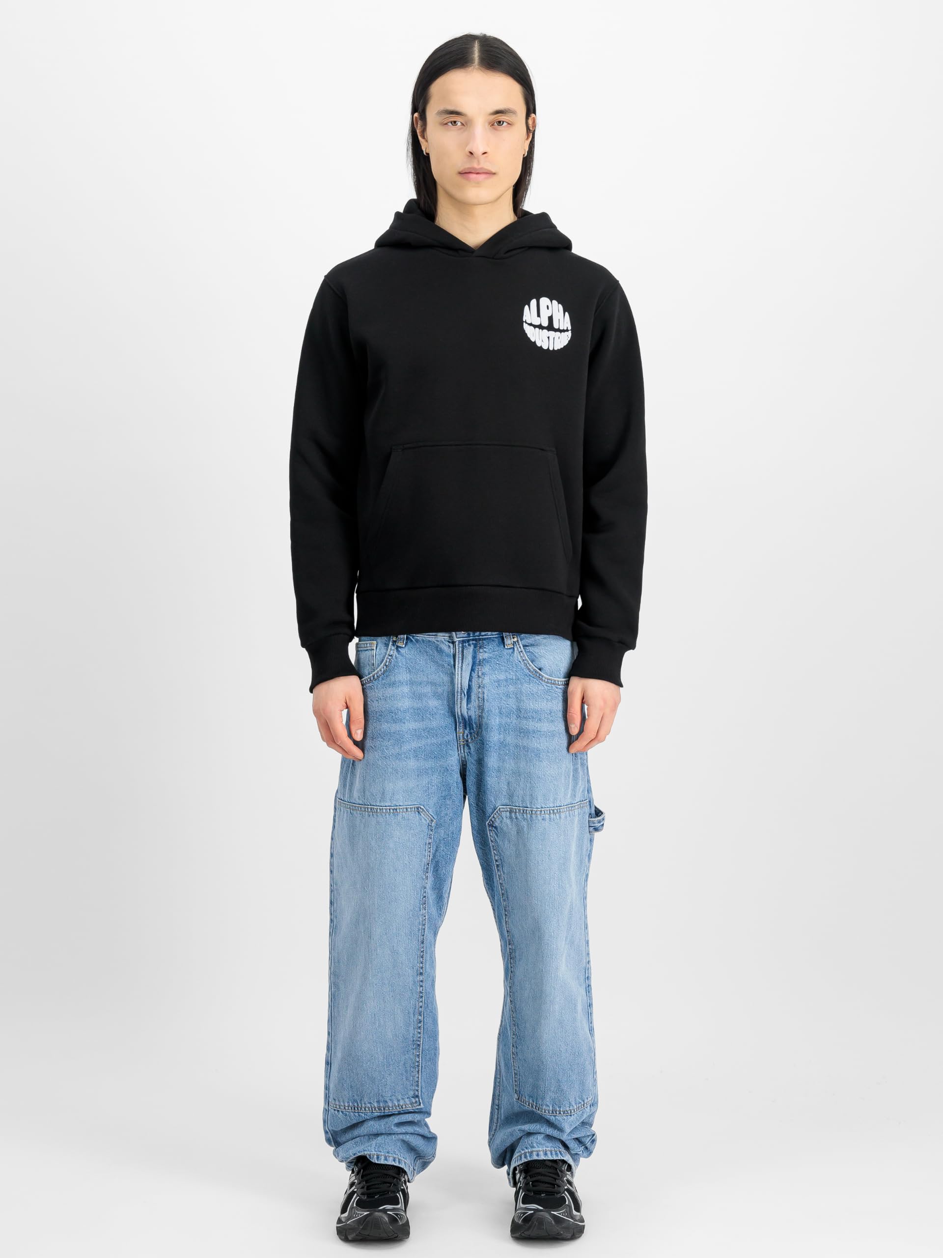 Alpha Industries Mężczyźni Logo Hoodie Back Print Black XXL