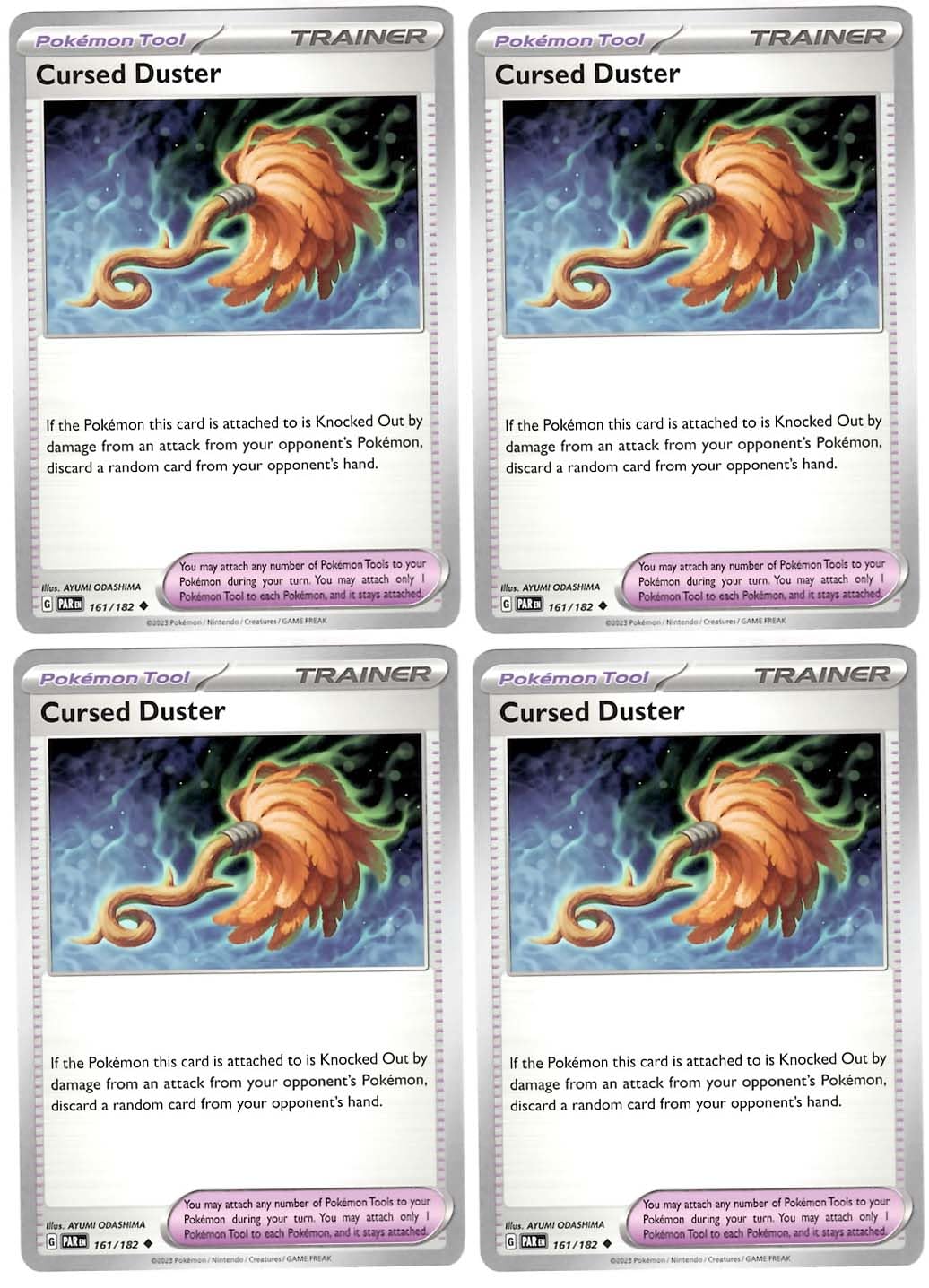 Cursed Duster - 161 182 - Paradox Rift - Pokemon Trainer Card Lot x4 - Playset