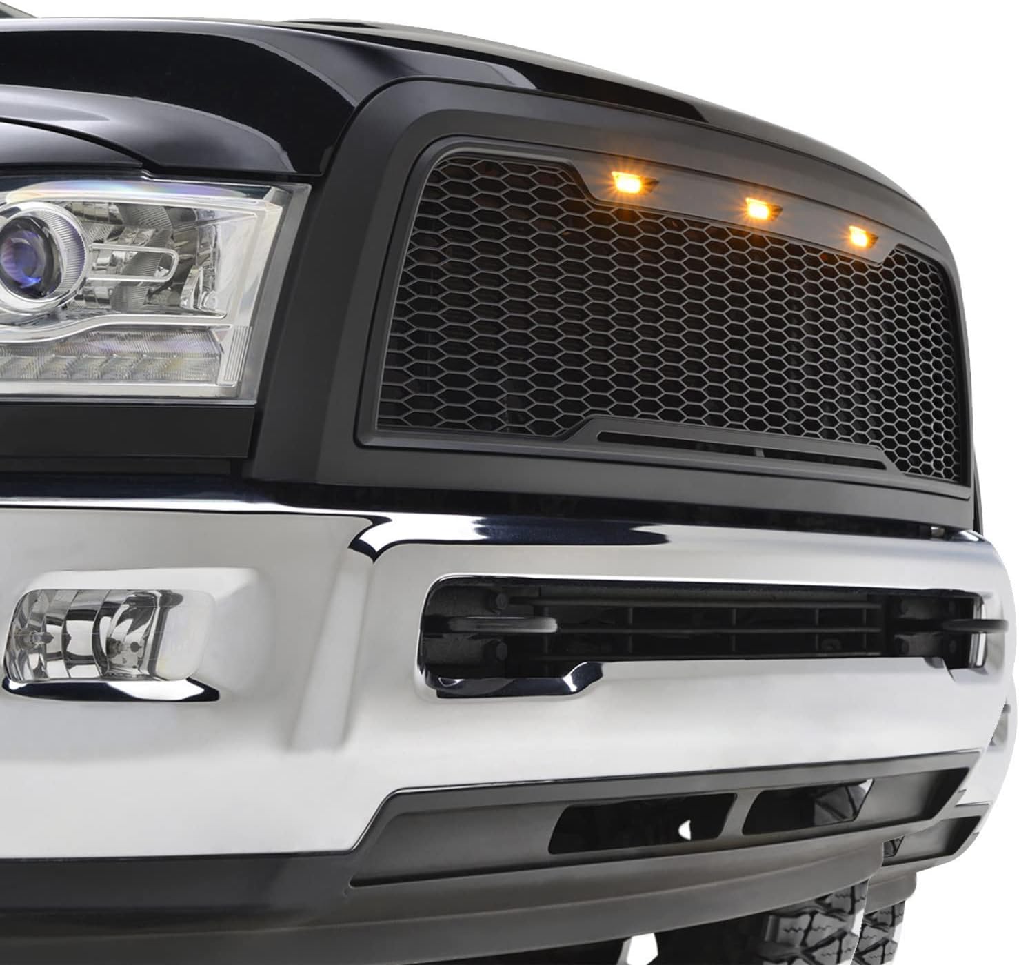 Paramount Automotive Matte Black ABS LED Impulse Mesh Packaged Grille 41-0176MB 13-18 Dodge Ram 2500/3500