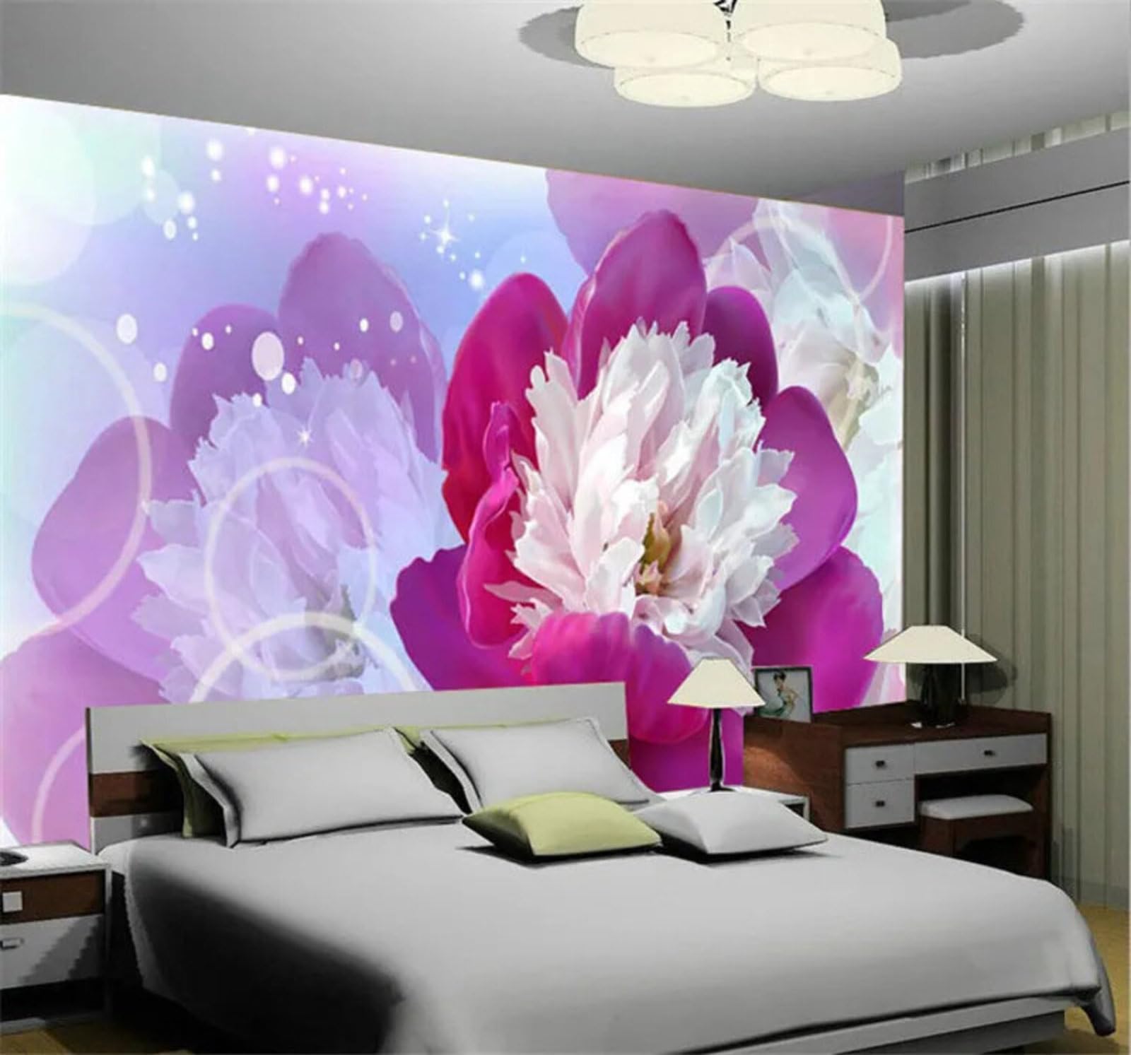 Wallpaper-3D-Xlm 250Cm×170Cm(B×H) Minimalist Three Dimensional Beautiful Dreamy Flowers 3D Wallpaper Easy Install Feature Office Living Room Sofa Bedroom Tv Background Wall Decoration-250Cm×170Cm