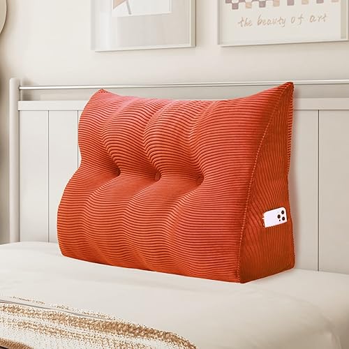 Almohada de cuña triangular para cabecero, cojín de pana para sofá cama, respaldo grande, almohada de lectura, posicionamiento lumbar tapizado