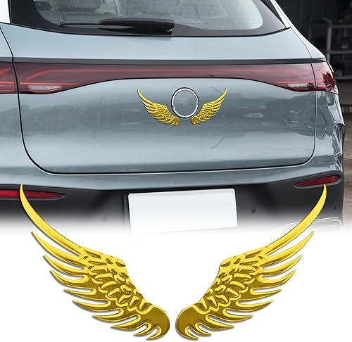 Miniatura 8 de 1 par de calcomanías de aleación de metal para automóvil, calcomanías de metal 3D, emblema de automóvil de alas de águila de halcón, calcomanías de