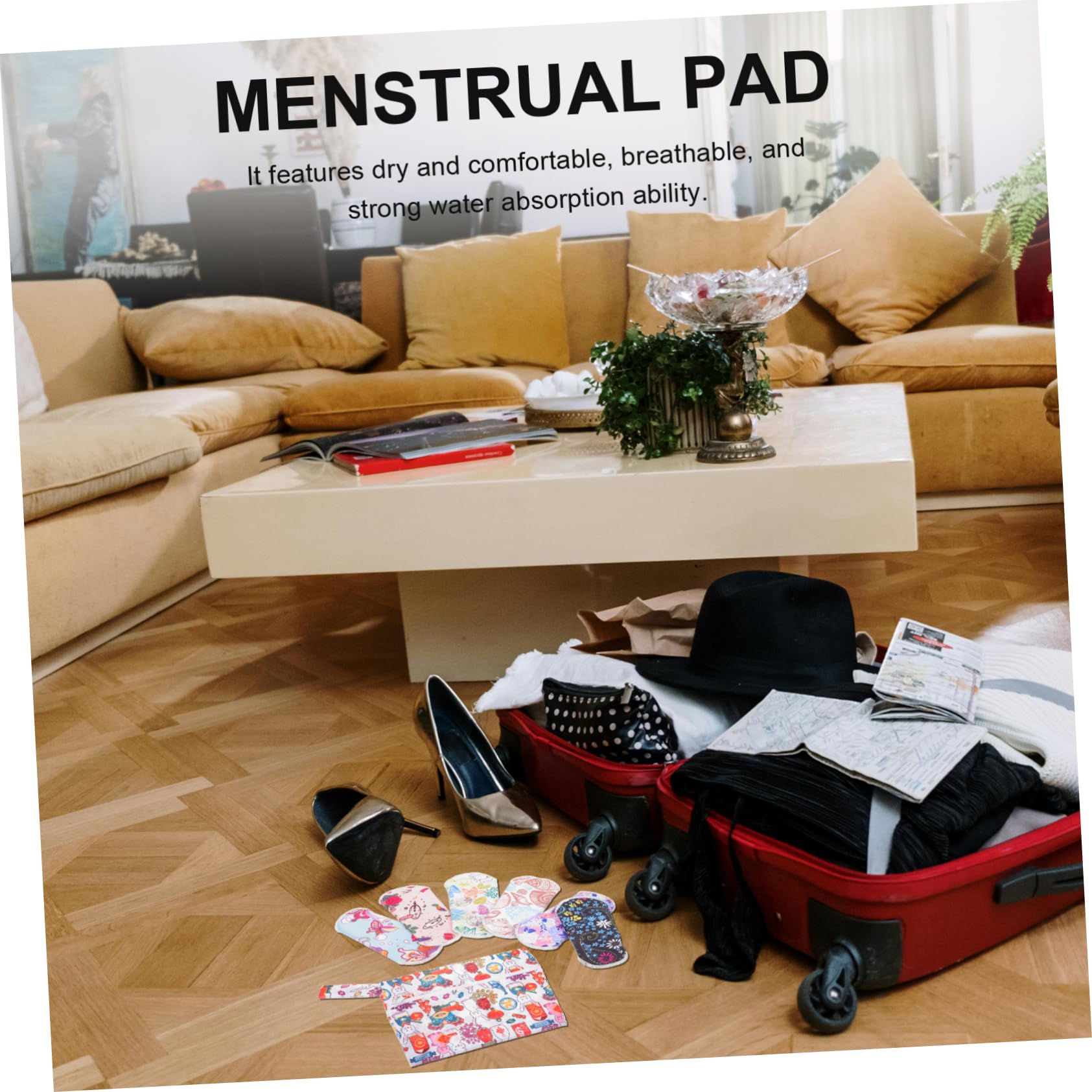 Mobestech 3zestawy Sztuk Wielokrotnego Użytku Podkładek Higienicznych Dla Kobiet Wodoodporne Chłonne z Praktycznym Woreczkiem Przechowywanie Okres Menstruacyjny