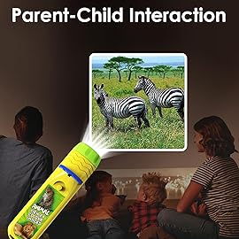 Pup Go Animal Projector Flashlight for Kids Ages 3+, 3 Discs 24 Images, Safari Animal Toys for Boys & Girls, Kid Wildlife Animals Night Light Projectort, Learning Animals Gifts for Toddler Children