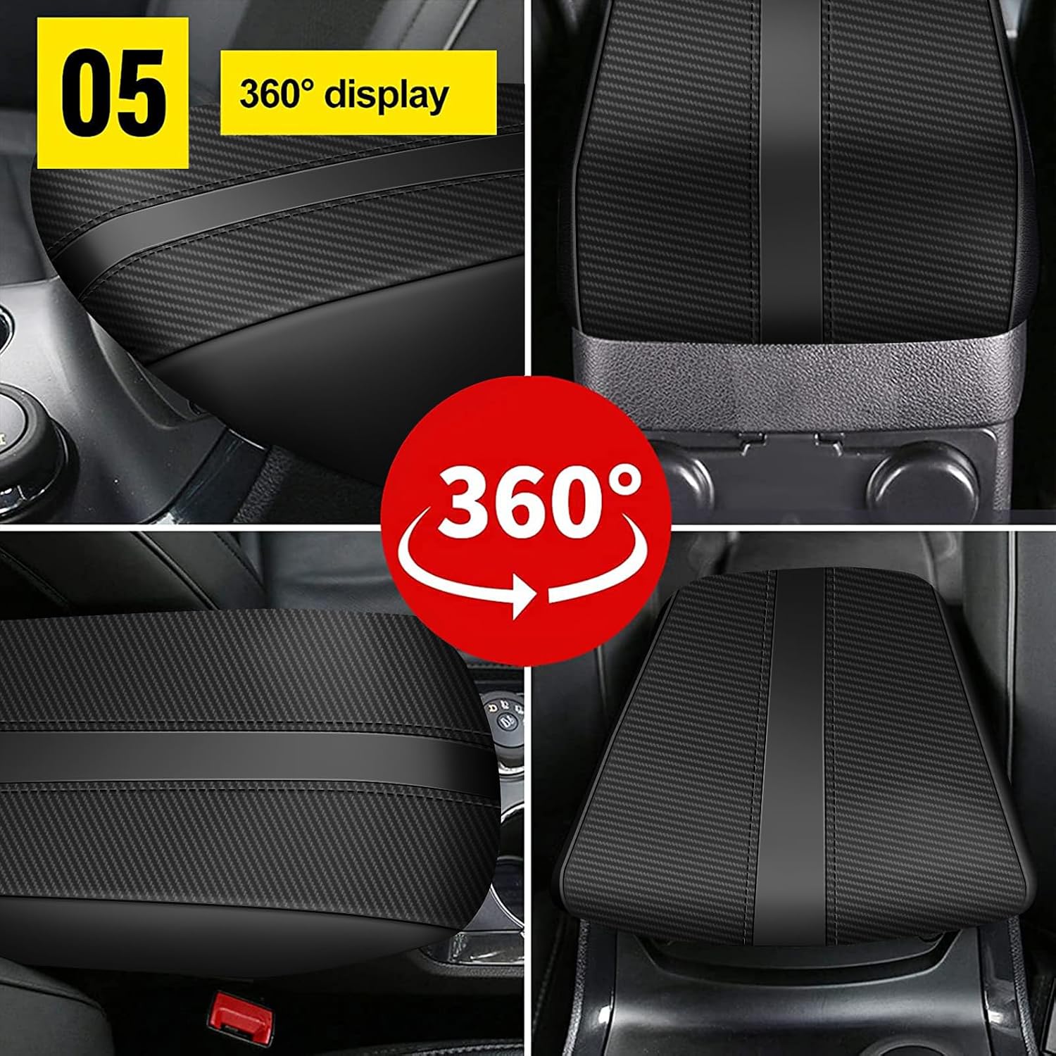 AOMSAZTO Carbon Fiber Armrest for 2011-2019 Ford Explorer Black