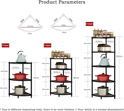 Miniatura 2 de Shelves Storage Cart Kitchen Corner Shelf Rack Stainless Steel Triangle Corner Pot Rack Floor Multi-layer Pot Rack Home Storage Rack Artifact
