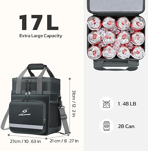 Miniatura 2 de Maelstrom Lonchera aislada de 17L para mujereshombres, lonchera para hombres, bolsa de almuerzo a prueba de fugas, bolsa de almuerzo (gris)