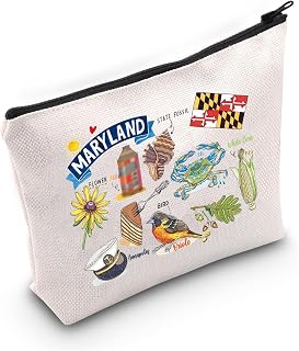 PWHAOO Maryland State Souvenirs Gift Maryland Makeup Bag Maryland Home Cosmetic Bag Maryland Tourism Gift Maryland Vacation Gift (Maryland M)