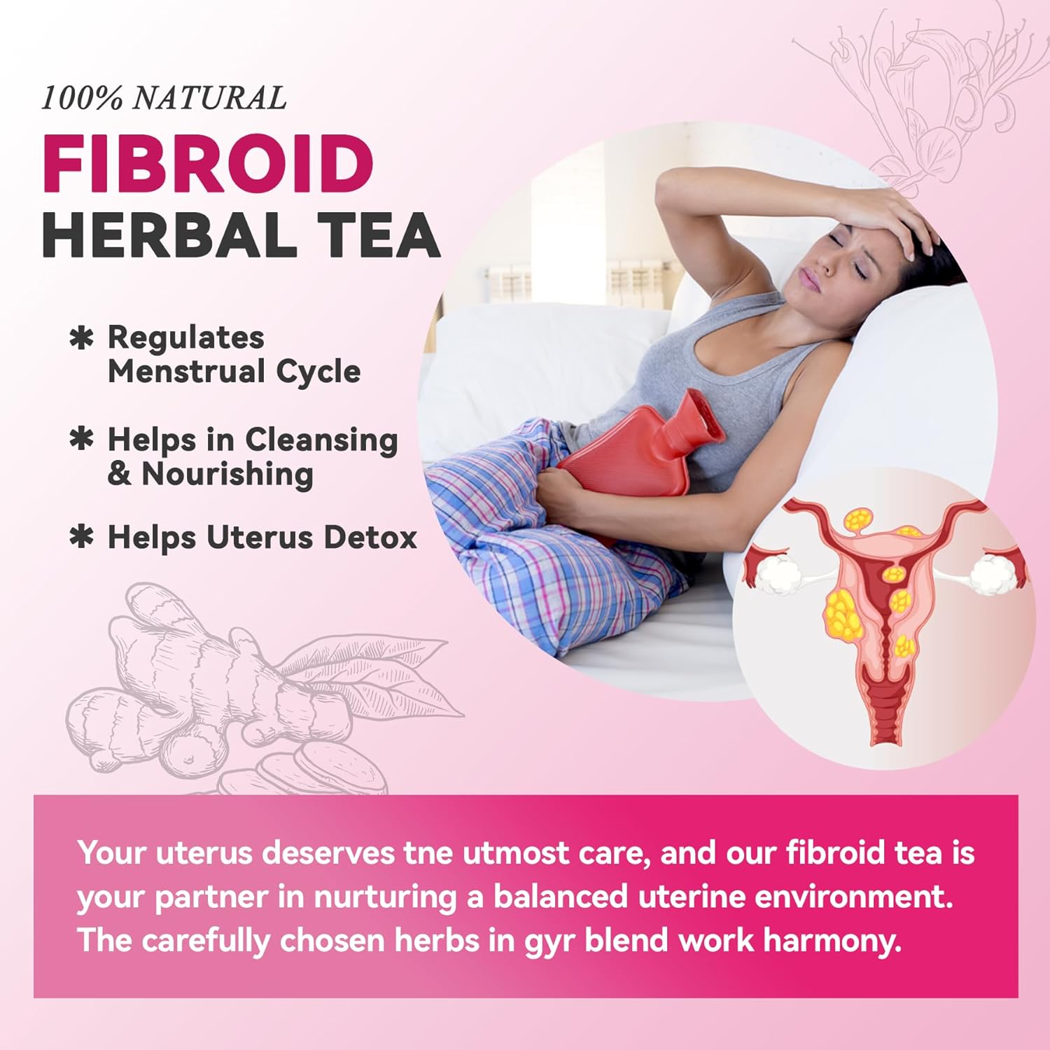 Laicuherb Fibroid Tea for Conception and Hormone Balance, Pack of 2, Natural Fertility Herbal for Women Get Pragenant Fast, Pregnancy Rose Tea for Uterus Cleanse and Detox