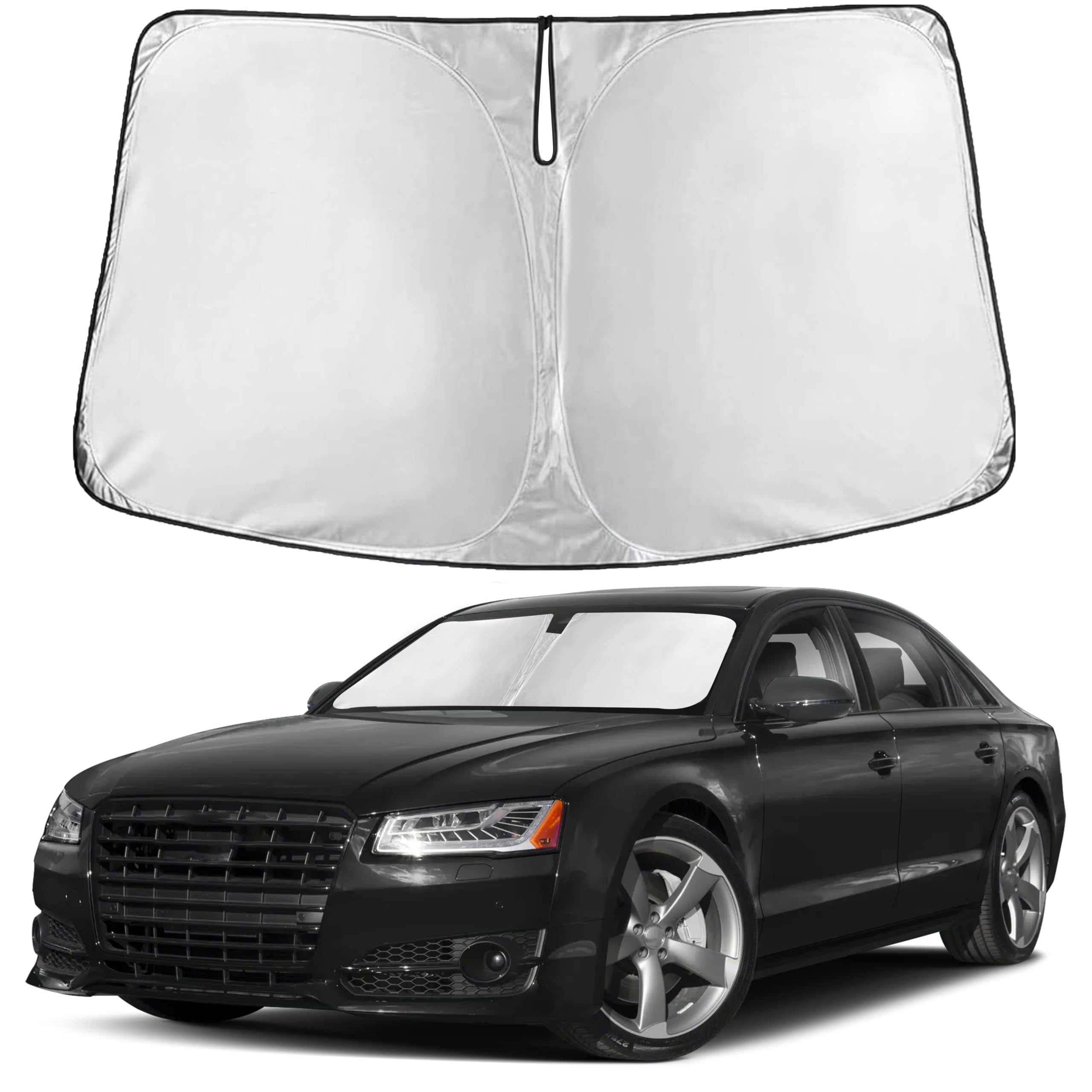 EcoNour Windshield Sunshade Compatible for Audi A8 1997-2016 2017 2018, Sun Visor for Front Windshield &amp; Window Sun Shade Cover, UV Heat Blocker &amp; Protector, Car Accessories