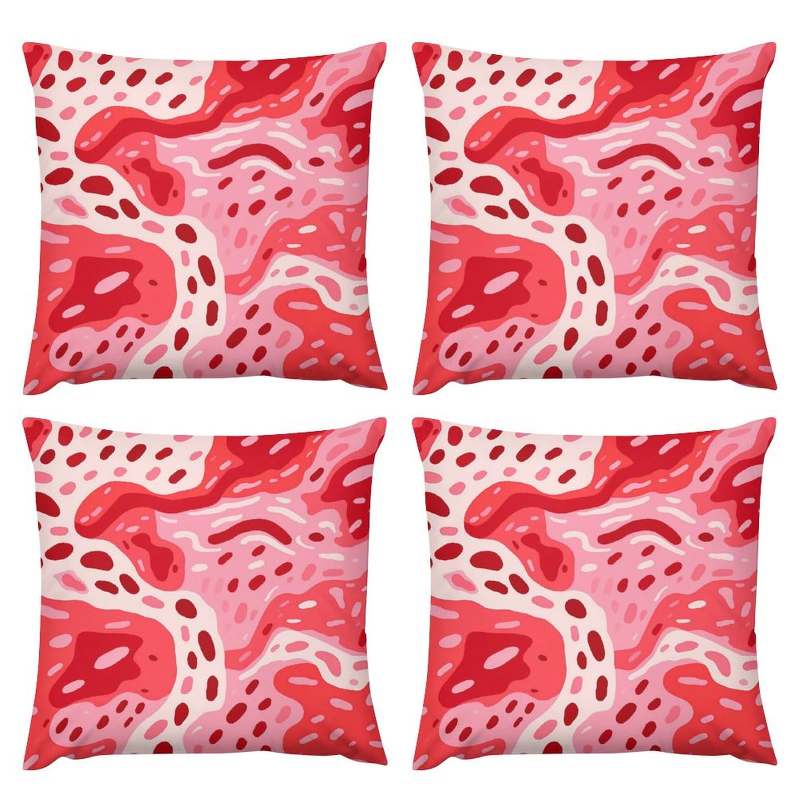 Housses de coussin motif animal rouge resistantes lot de 4 pour masquer les taches de canape salon