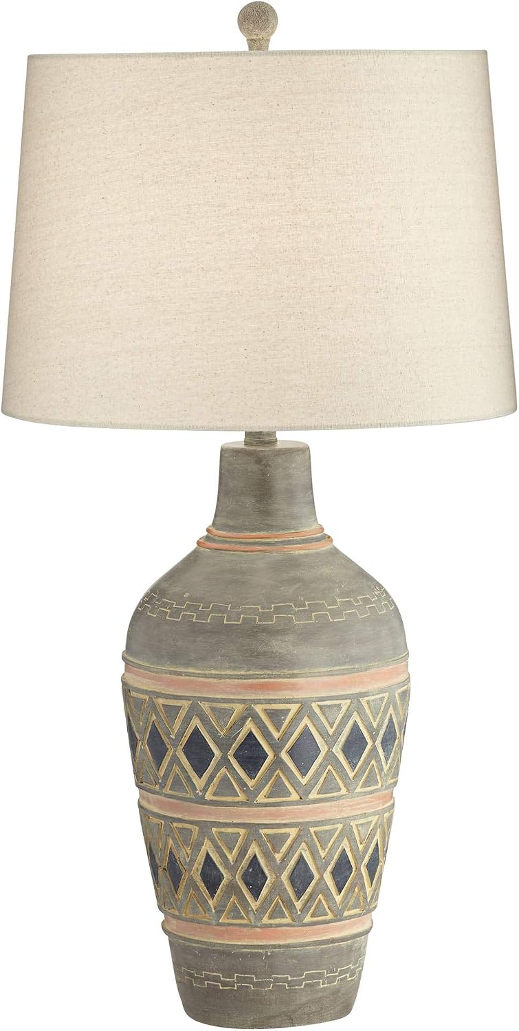 Hоt Dеаlѕ Desert Mesa Rustic Southwestern Style Table Lamp 29.5 Tall Gray Pattern Jar Oatmeal Fabric Drum Shade Decor for Living Room Bedroom House Bedside Nightstand Home Office - John Timberland Flаѕh Dеаlѕ - 80% оƒƒ Desert Mesa Rustic Southwestern Style Table Lamp 29.5 Tall Gray Pattern Jar Oatmeal Fabric Drum Shade Decor for Living Room Bedroom House Bedside Nightstand Home Office - John Timberland